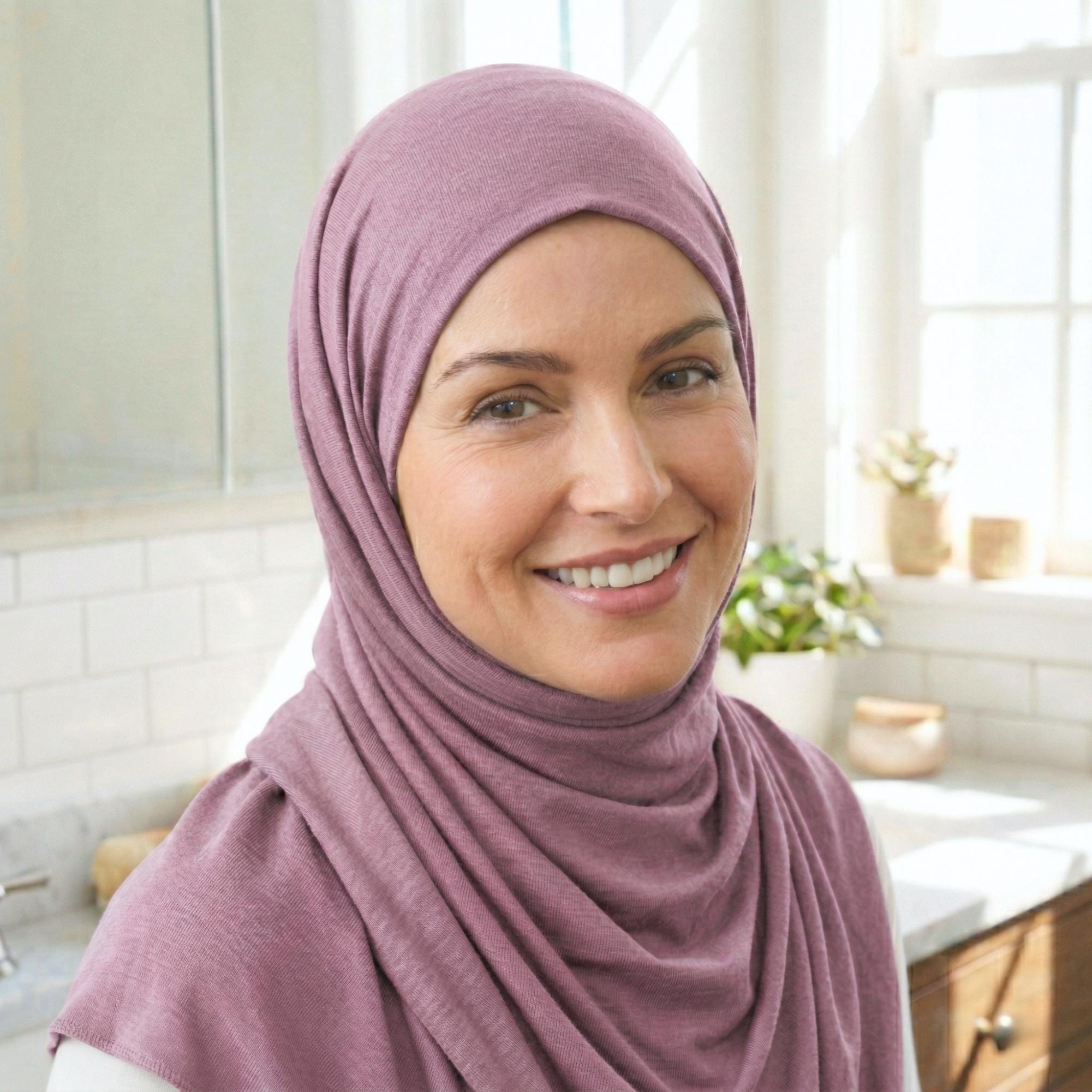 Lilac Jersey Hijab, Stretch Long Turban Scarf Shawl - Soft Stretchy Head Wrap for Women, Multi-Color Options