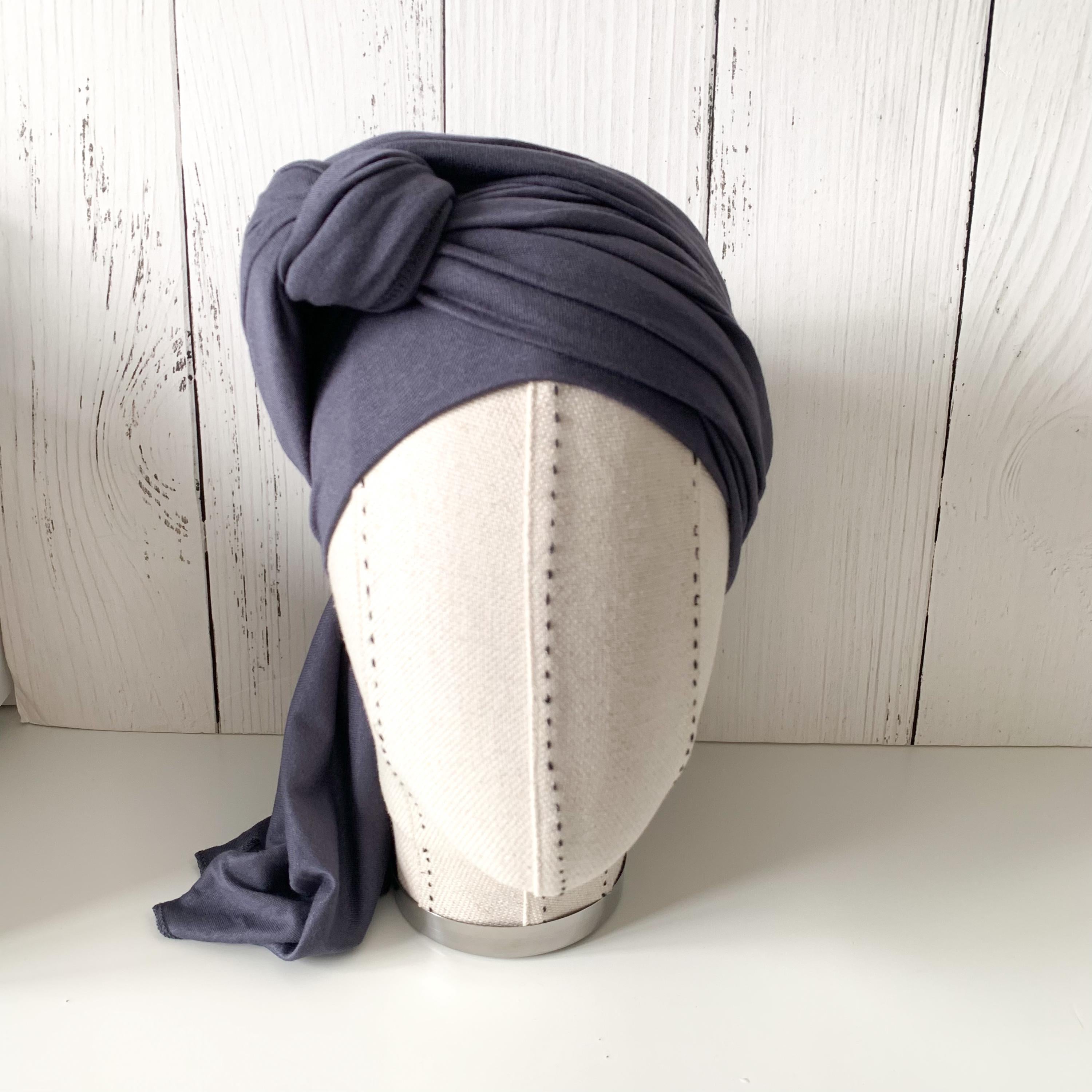 Charcoal Gray Jersey Turban, Women's Twist Headwrap, Soft Neck Scarf - Hijab
