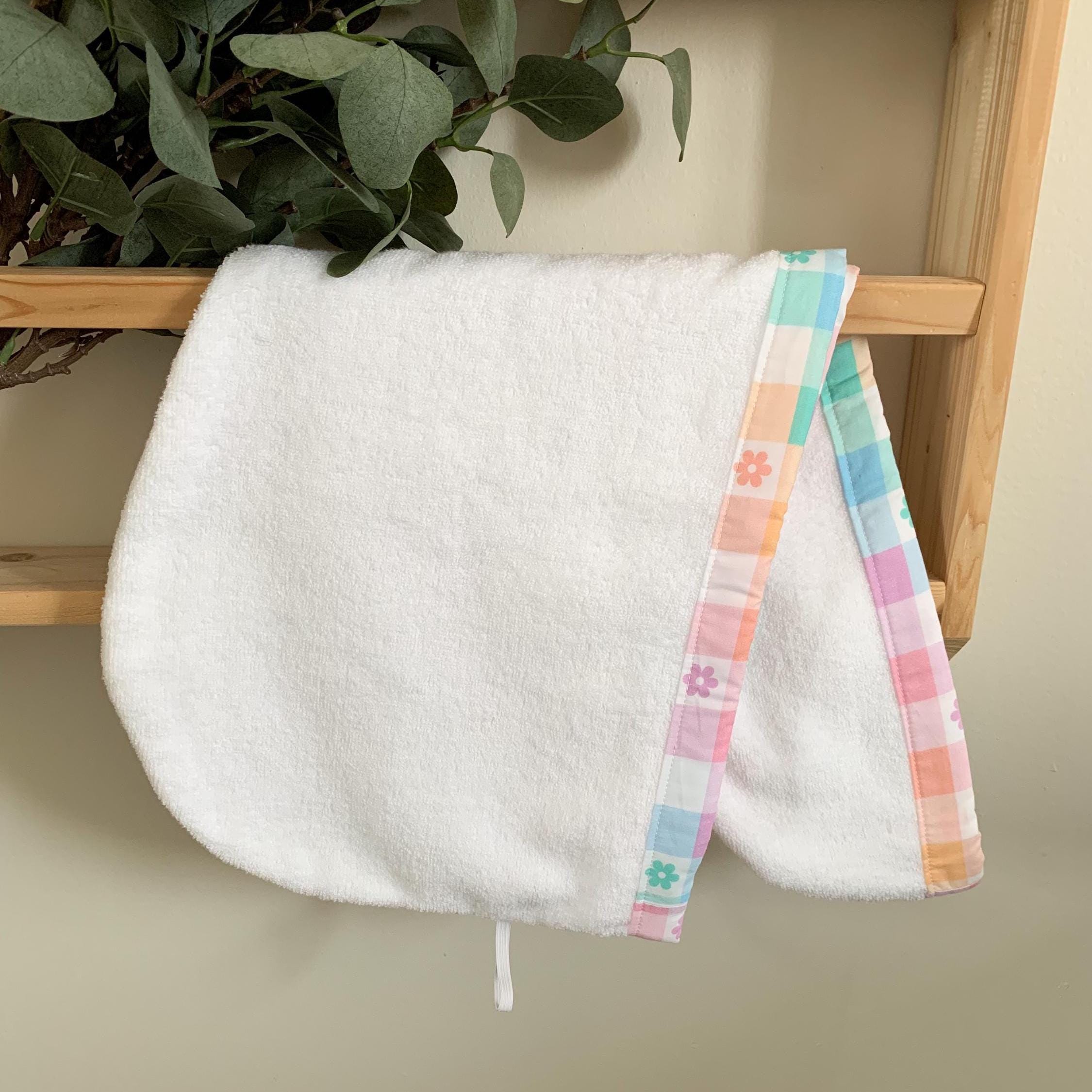 Pastel Plaid Hair Towel Wrap, Ultra Soft Hair Turban, Quick Dry Turkish Cotton Bath Towel, Gentle Hair Care Gift