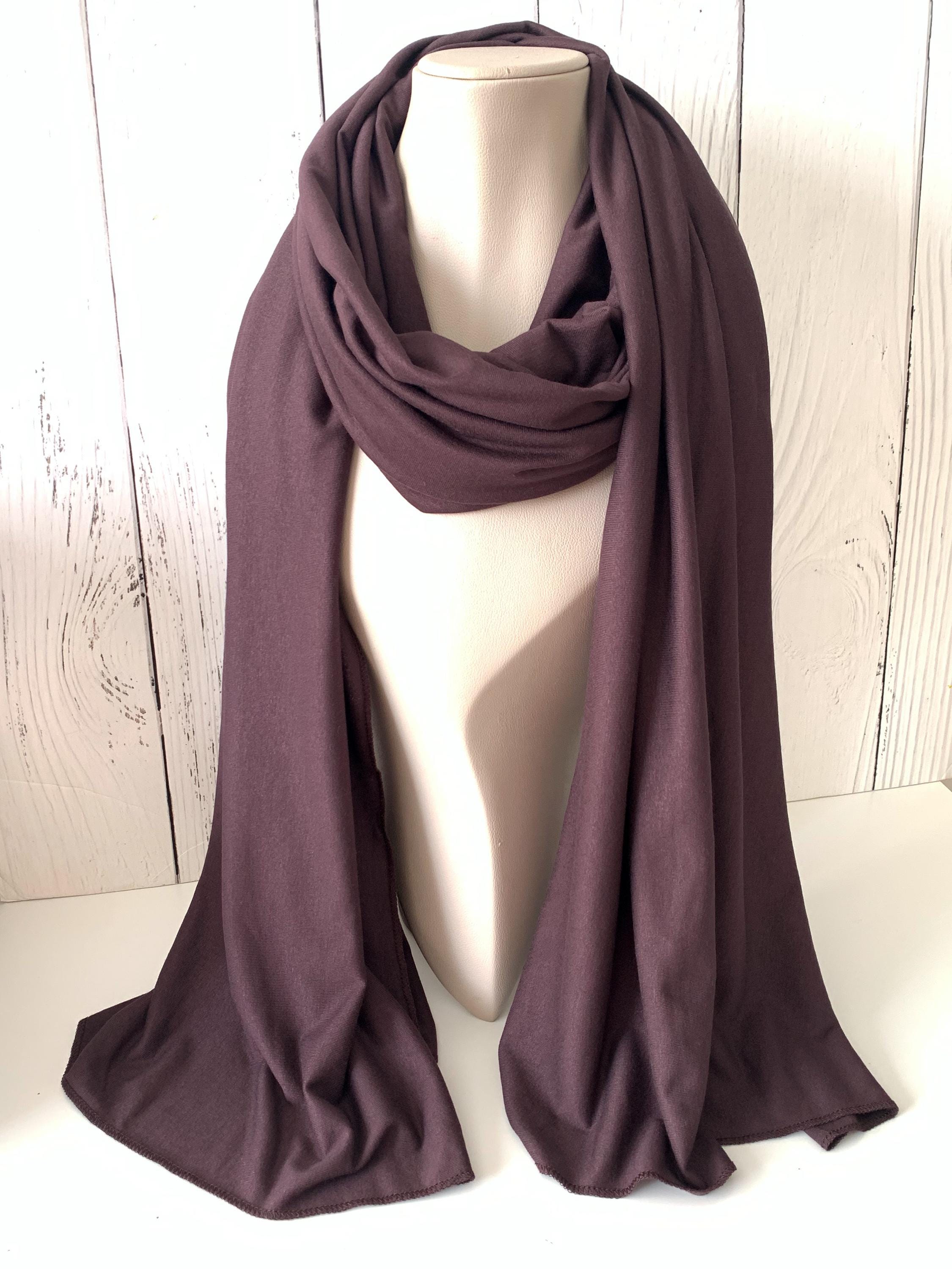 Brown Jersey Women Turban HeadWrap, Women's Neck Scarf, Dark Brown Hijab Shawl
