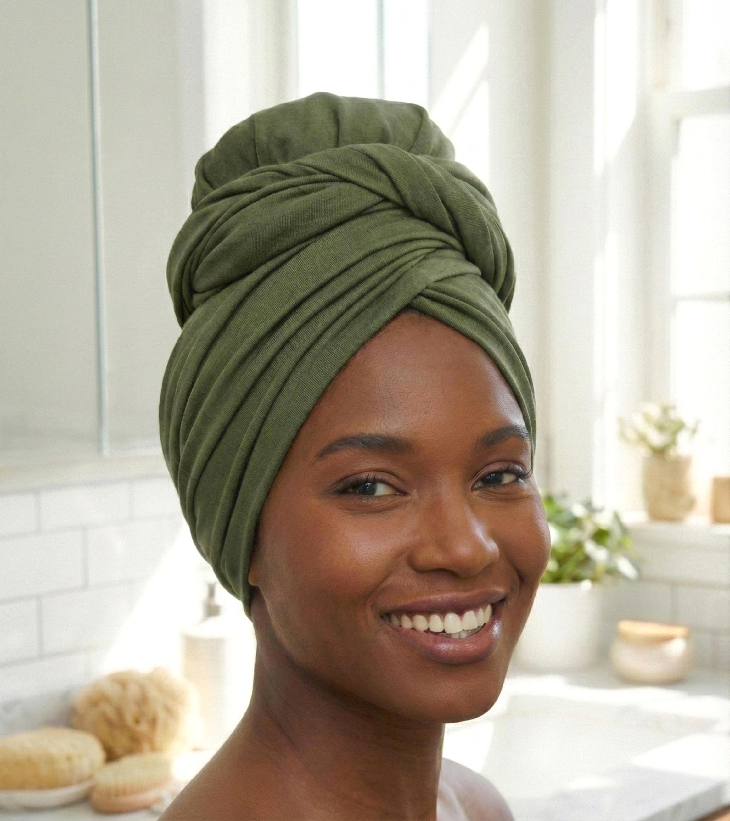 Green Jersey Hijab: Viscose Blend, Stretch Head Wrap