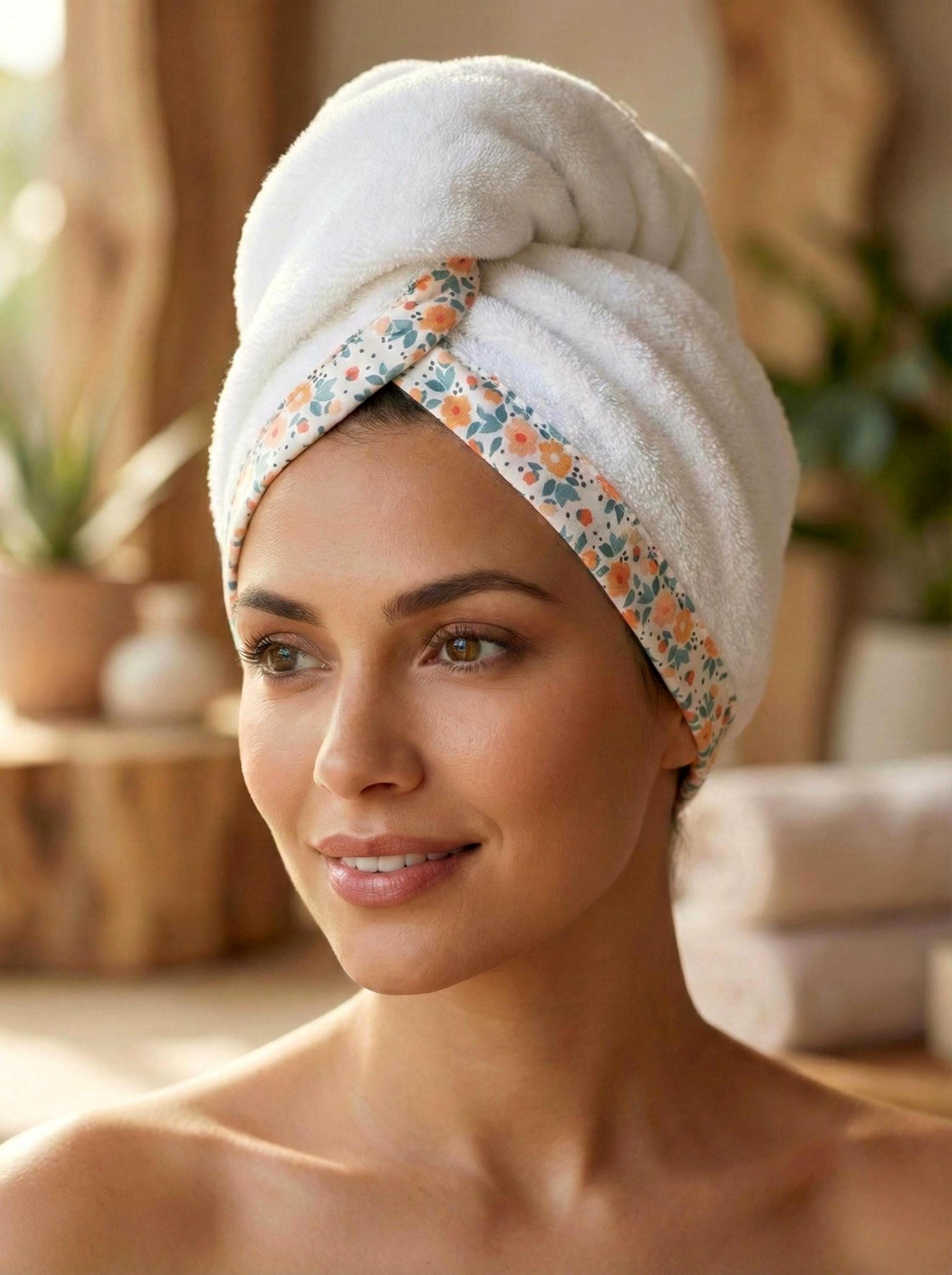 Ditsy Floral Hair Towel Wrap – Turkish Terry Spa Turban
