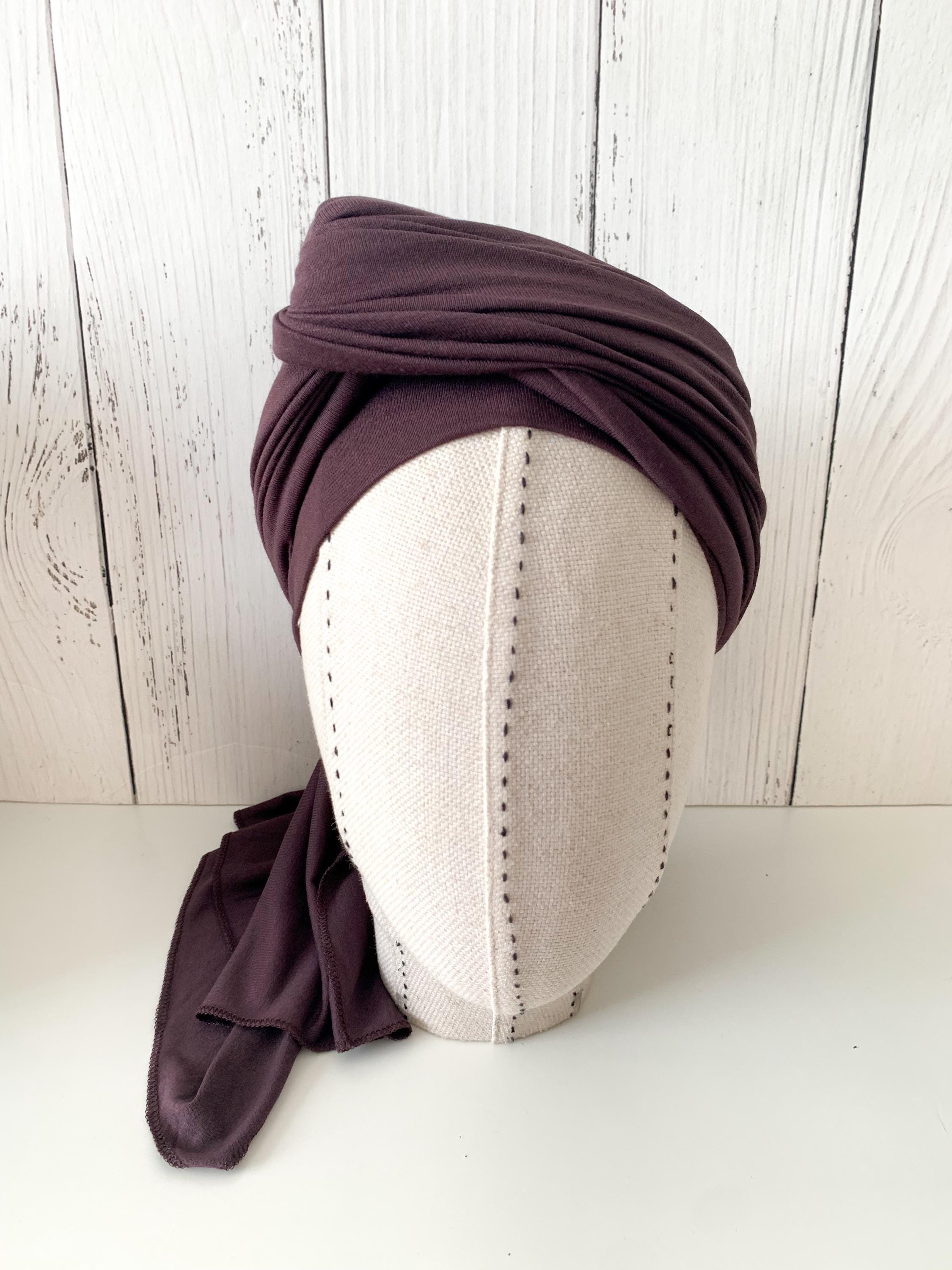 Brown Jersey Women Turban HeadWrap, Women's Neck Scarf, Dark Brown Hijab Shawl
