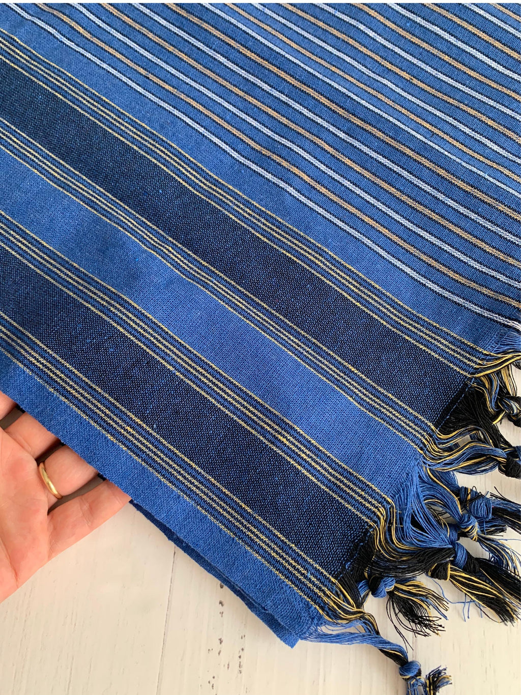 Blue Turkish Peshtemal Sauna Towel, Handwoven Lightweigt Bath Towel, Hammam, Spa Wellness Day Gift