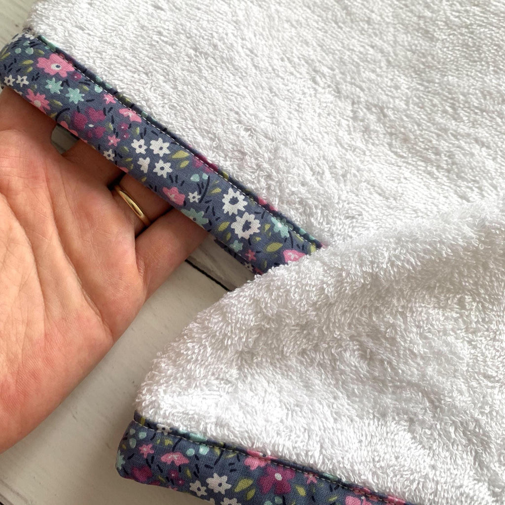Turkish Cotton Hair Towel Wrap, Quick Drying Turban, Floral Trim Head Towel