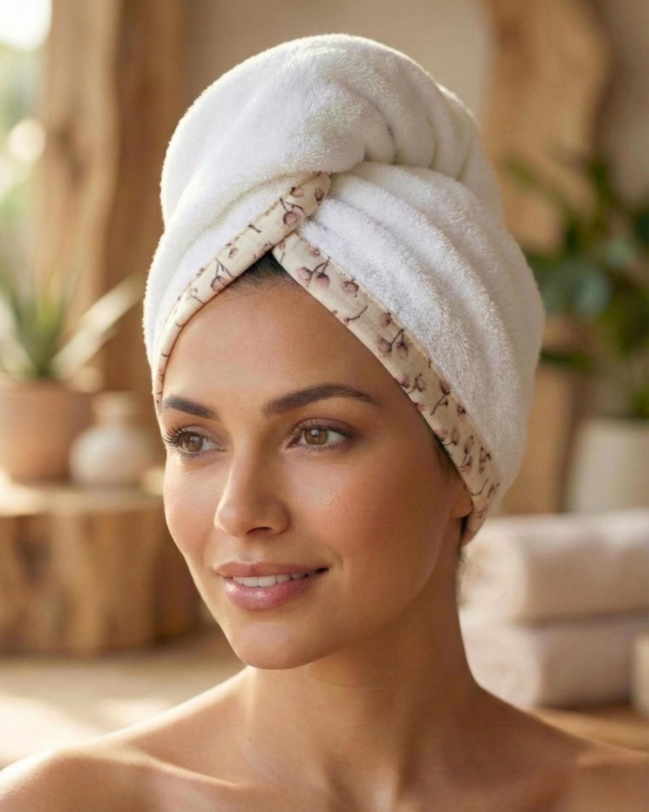 Cotton Hair Towel Wrap, Quick Dry, Absorbent Hair Drying Turban