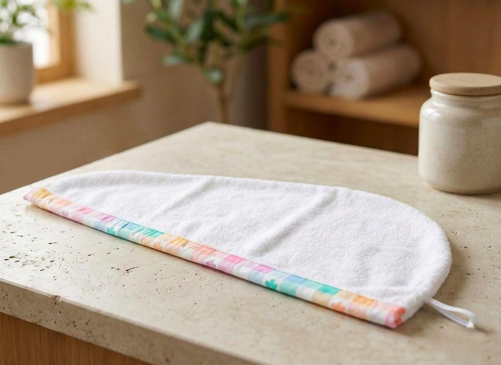 Pastel Plaid Hair Towel Wrap, Ultra Soft Hair Turban, Quick Dry Turkish Cotton Bath Towel, Gentle Hair Care Gift
