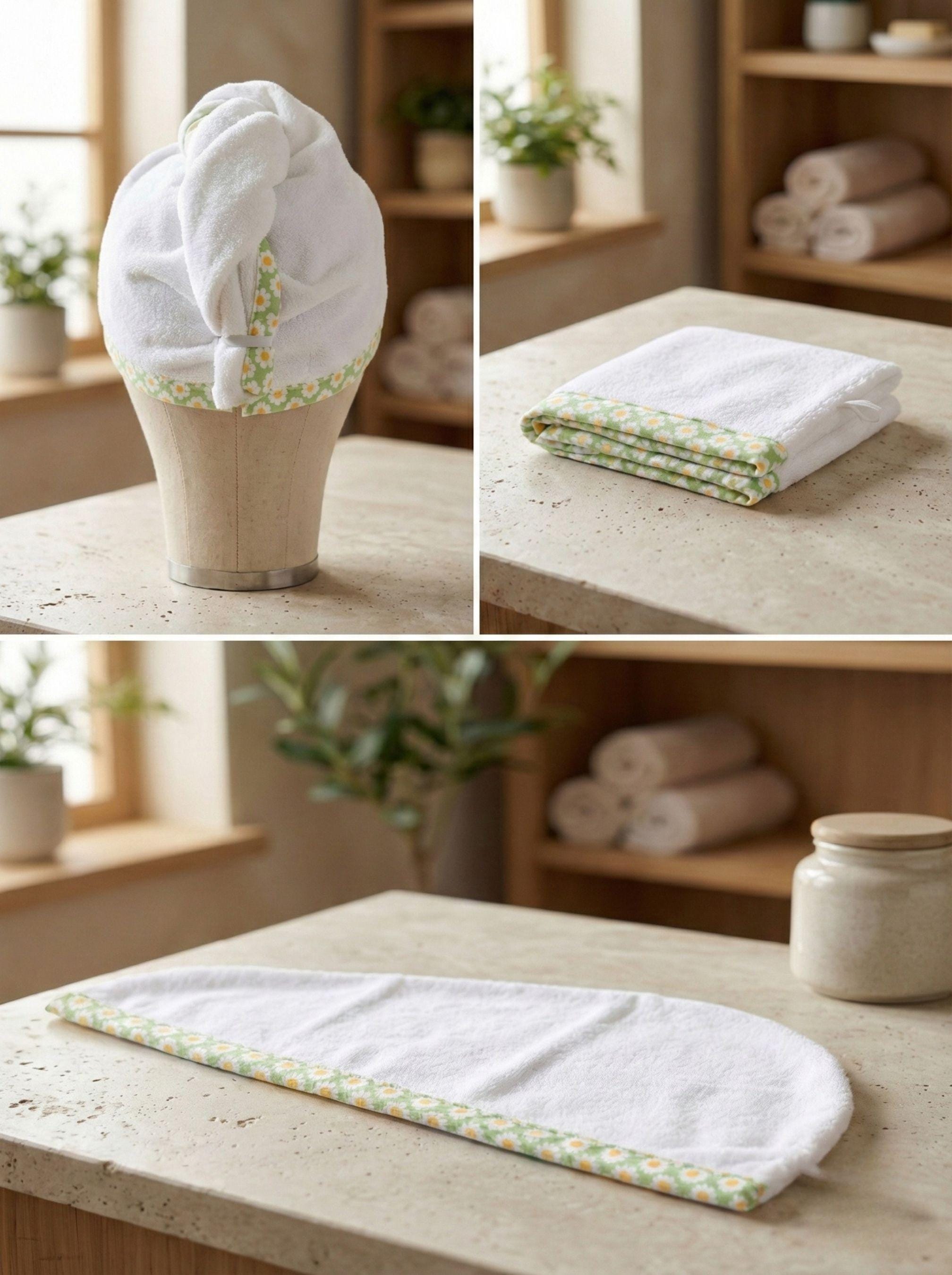 Quick Dry Hair Towel Wrap, Absorbent Hair Turban Towel, 100% Turkish Cotton Terry Headwrap, Spa Gift