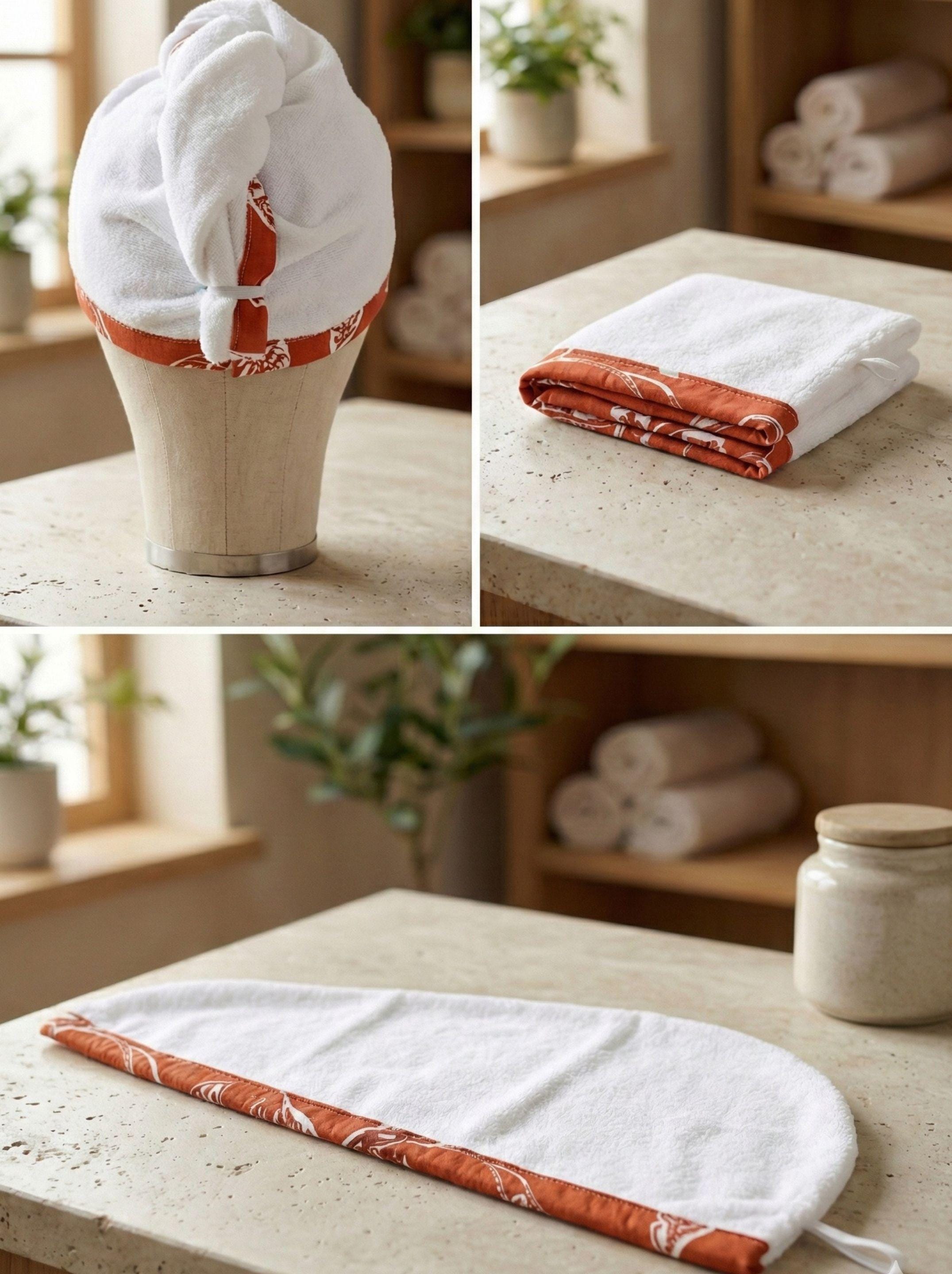 Boho Hair Towel Wrap, Super Absorbent Terry Turban After Shower