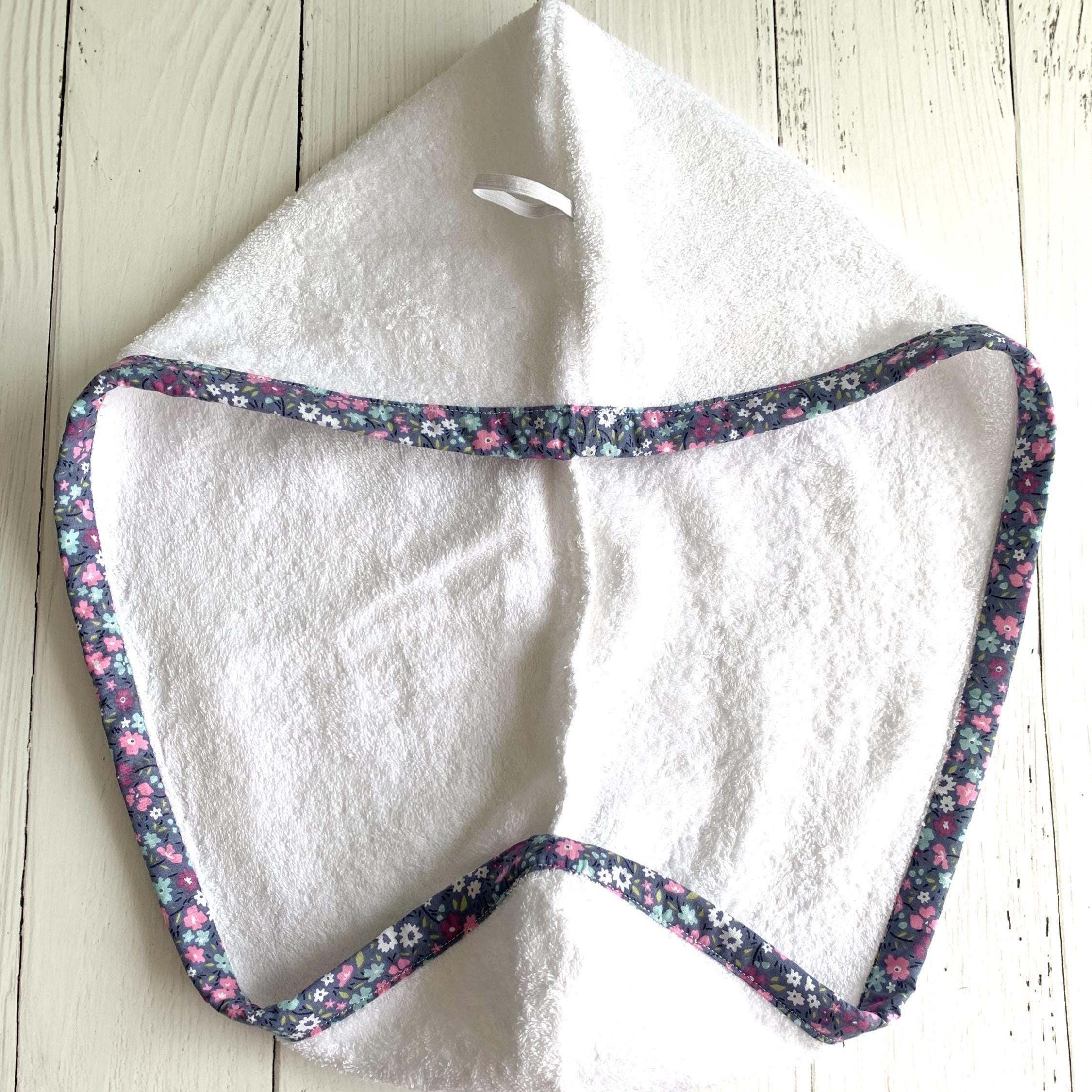Turkish Cotton Hair Towel Wrap, Quick Drying Turban, Floral Trim Head Towel