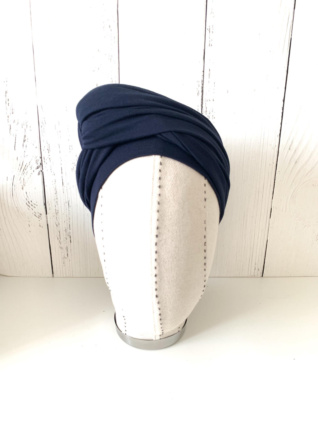 Navy Blue Jersey Hijab: Soft, Non-slip Turban Headscarf for Daily Wear