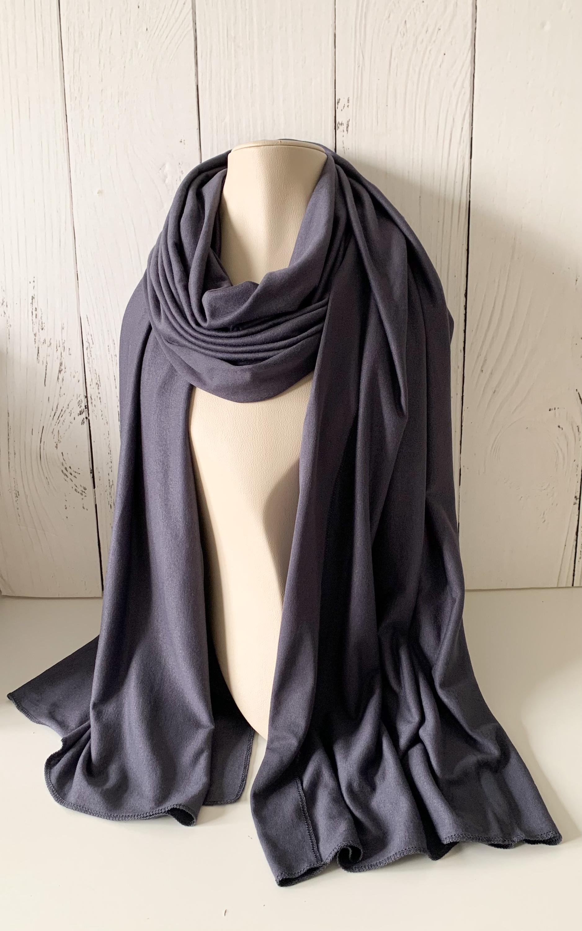 Charcoal Gray Jersey Turban, Women's Twist Headwrap, Soft Neck Scarf - Hijab