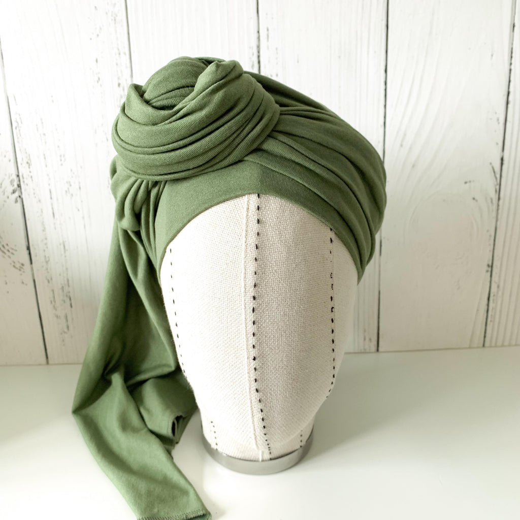 Green Jersey Hijab: Viscose Blend, Stretch Head Wrap
