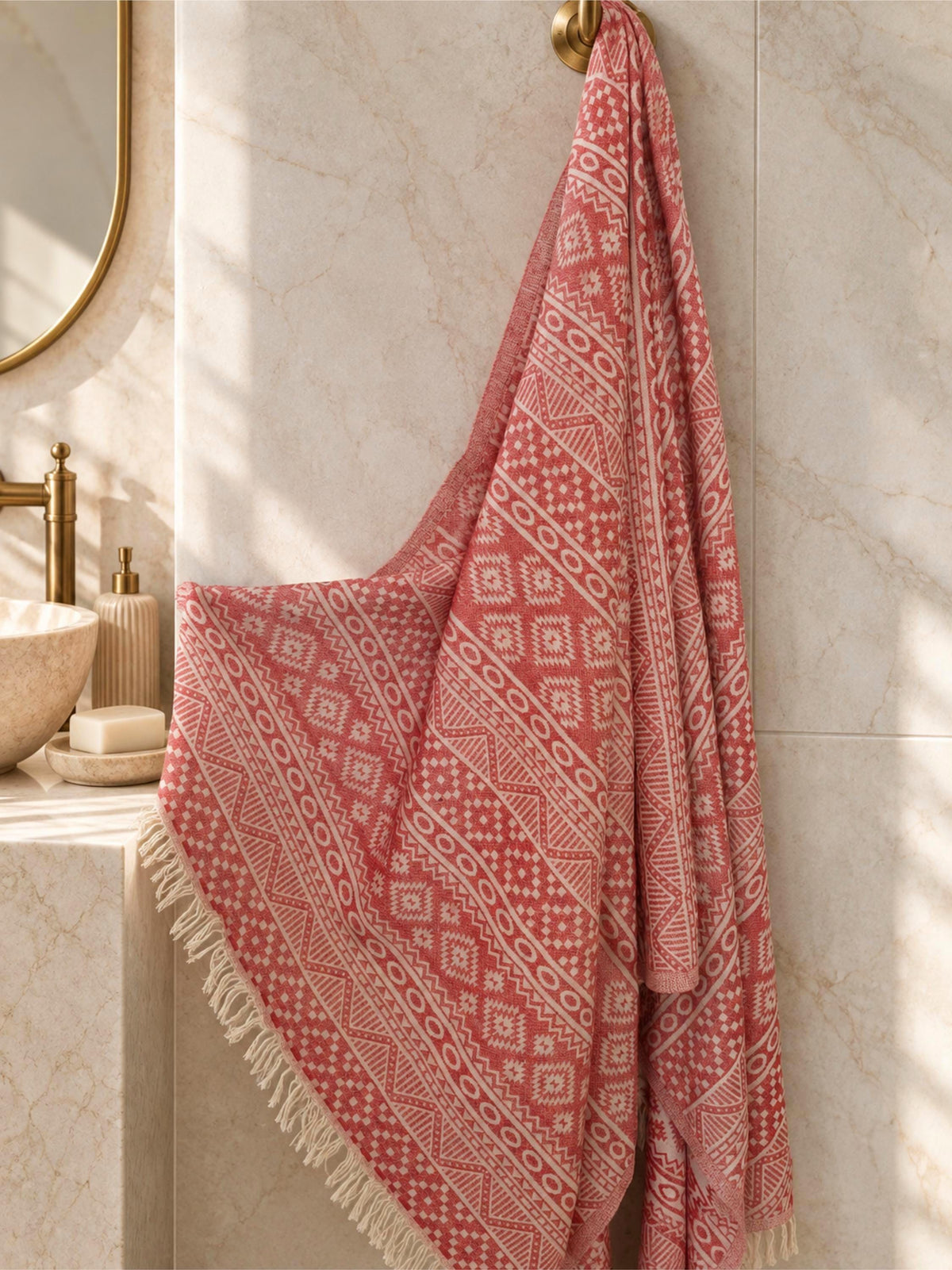 3-Layer Turkish Cotton Bath Towel, Muslin Double-Sided Hammam Peshtemall, Custom Name Print Spa Towel