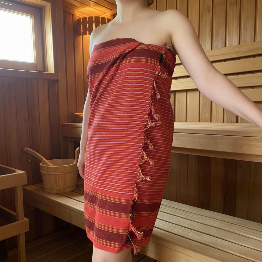 Handwoven Turkish Peshtemal Towel, Claret Red Lightweight Beach Sarong, Bulk Spa Sauna Towel