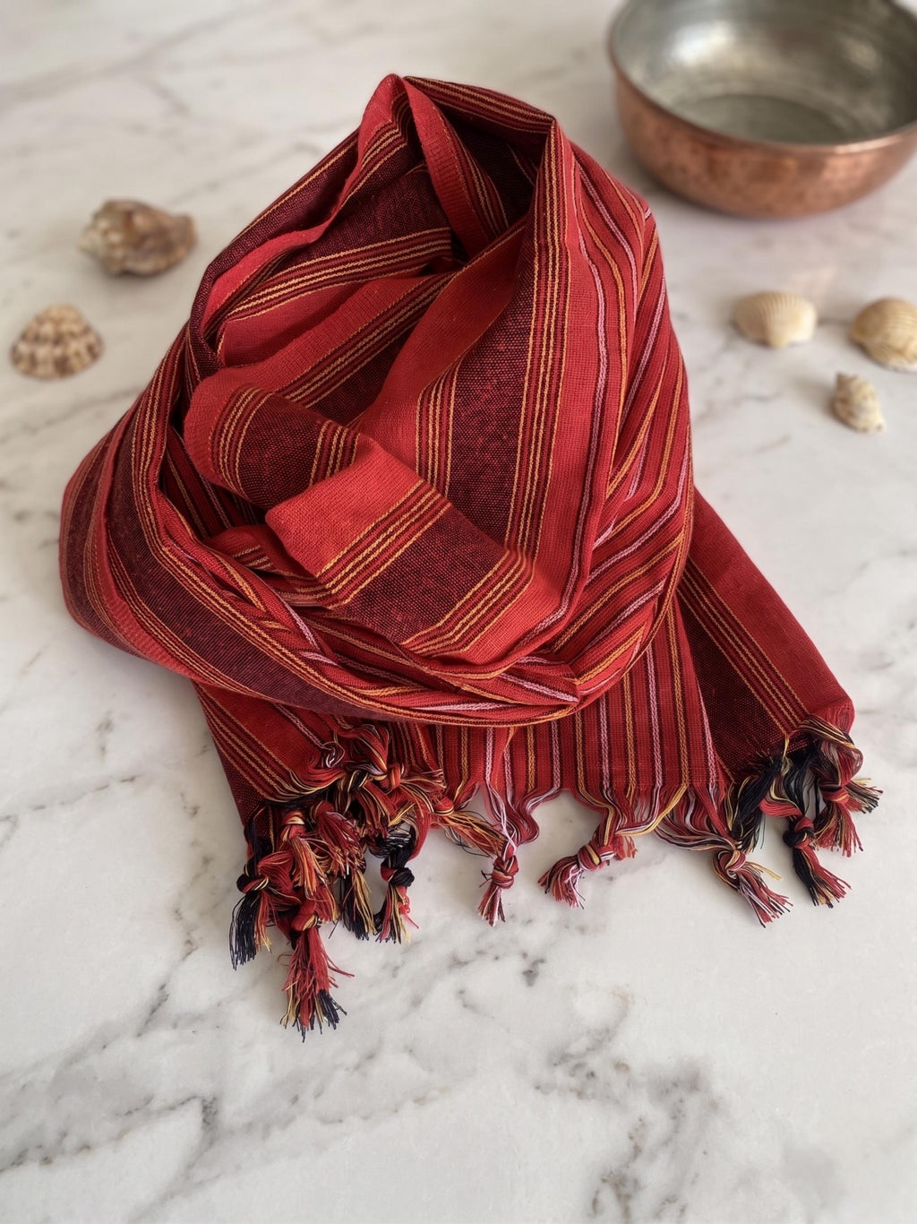 Handwoven Turkish Peshtemal Towel, Claret Red Lightweight Beach Sarong, Bulk Spa Sauna Towel