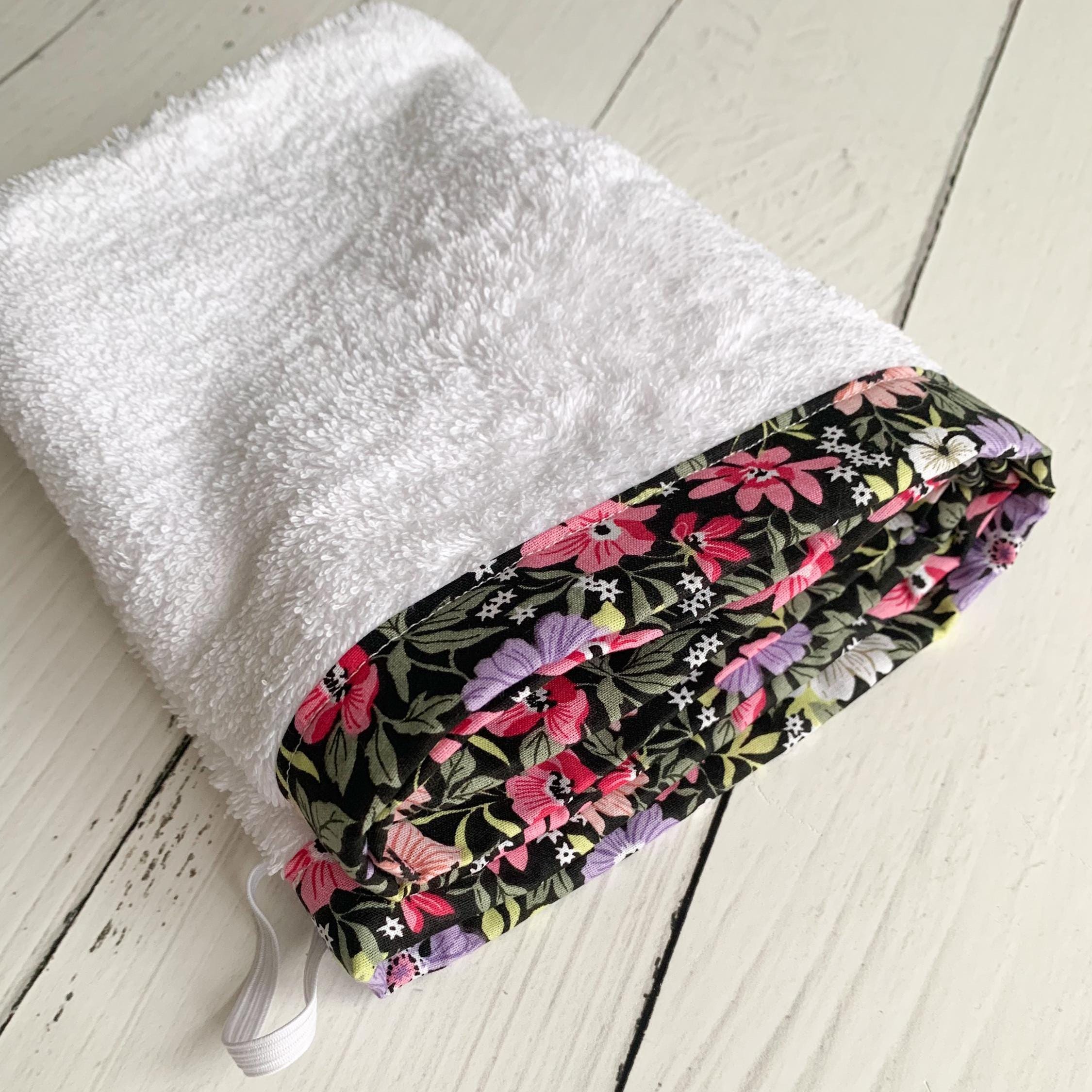 Floral Terry Hair Towel Wrap, Absorbent Cotton Twist Towel Turban