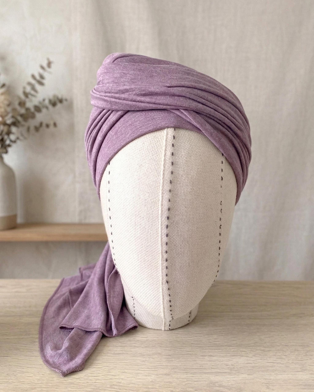 Mauve Jersey Hair Wrap Wire Turban, Twist Turban Head Wrap for Women, Chemo Head Wear, Alopecia Headwear
