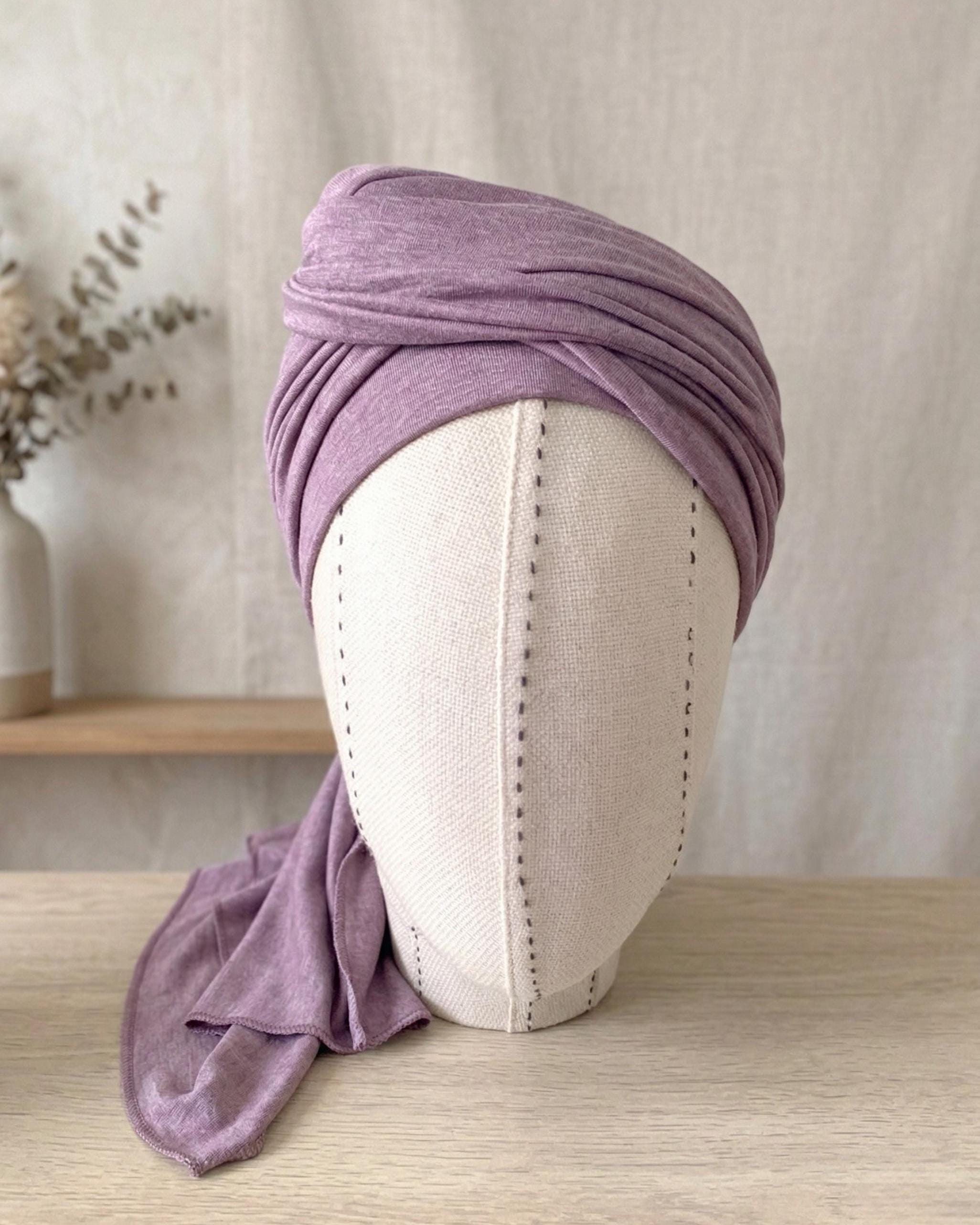 Mauve Jersey Hair Wrap Wire Turban, Twist Turban Head Wrap for Women, Chemo Head Wear, Alopecia Headwear