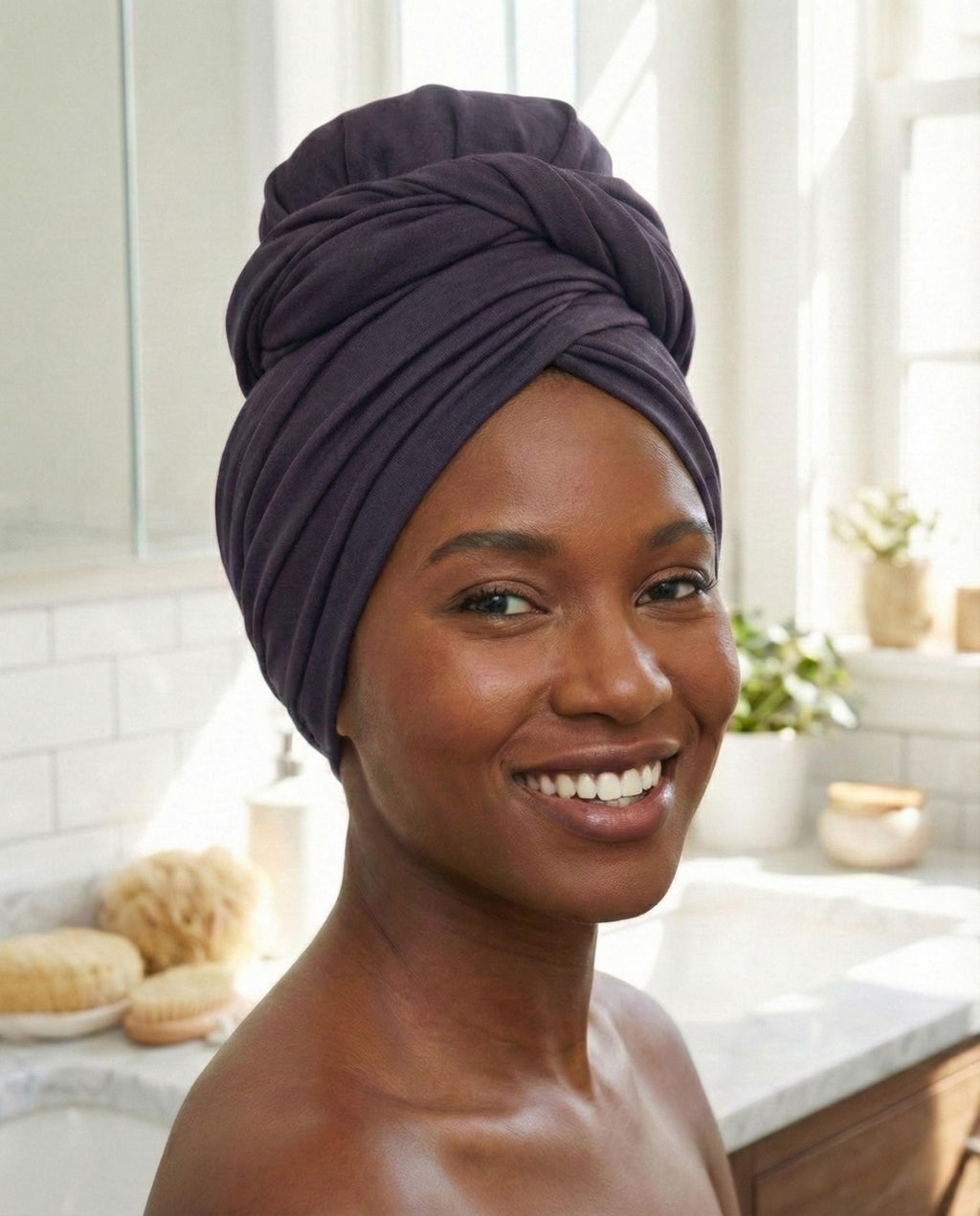 Mauve Jersey Hair Wrap Wire Turban, Twist Turban Head Wrap for Women, Chemo Head Wear, Alopecia Headwear