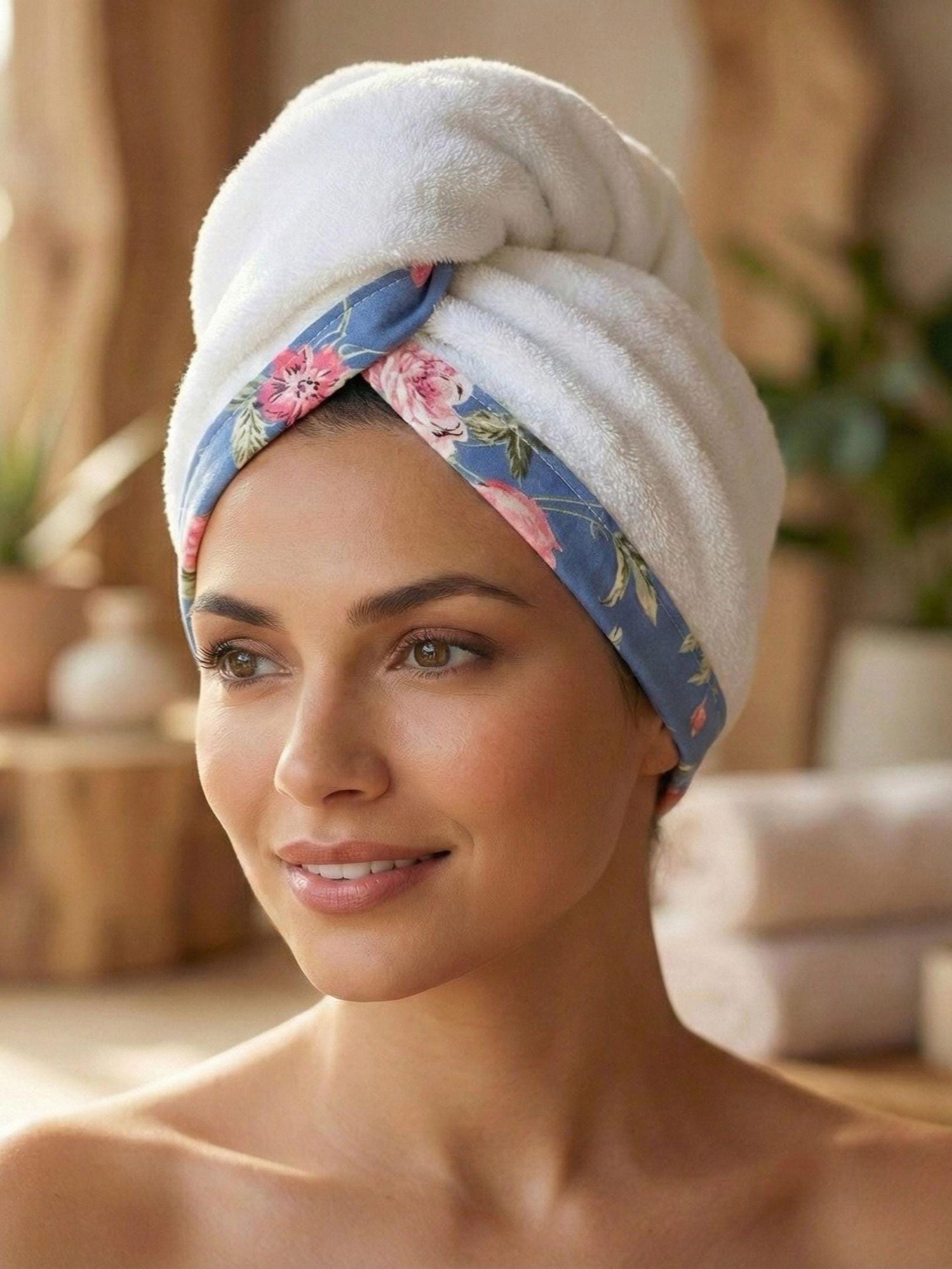 Turkish Terry Cloth Hair Towel Wrap – Quick Dry Turban Towel