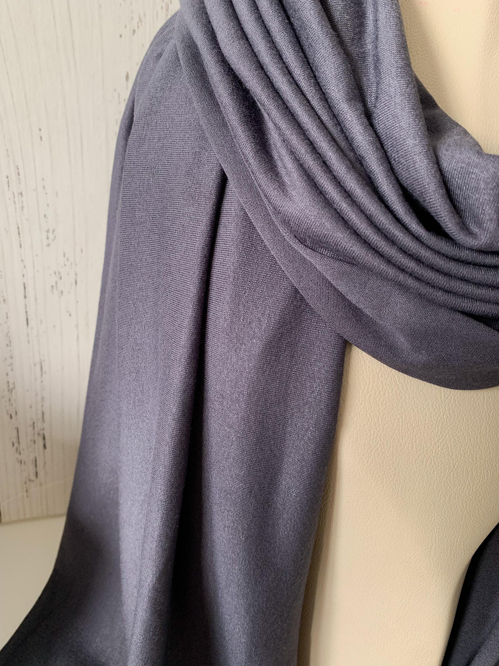 Charcoal Gray Jersey Turban, Women's Twist Headwrap, Soft Neck Scarf - Hijab