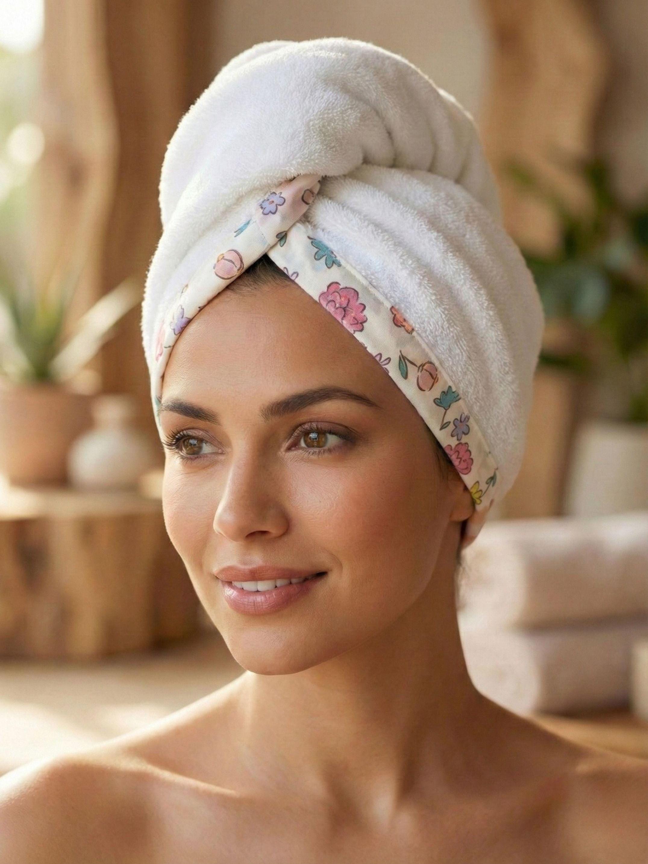 Pink Hair Towel Wrap – Turkish Terry Bath Turban