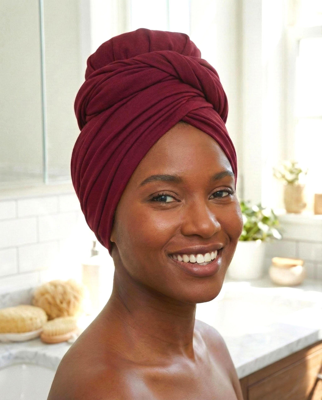 Burgundy Jersey Hijab, Claret Red Twist Turban Headscarf, Breathable Viscose Lycra Headwrap