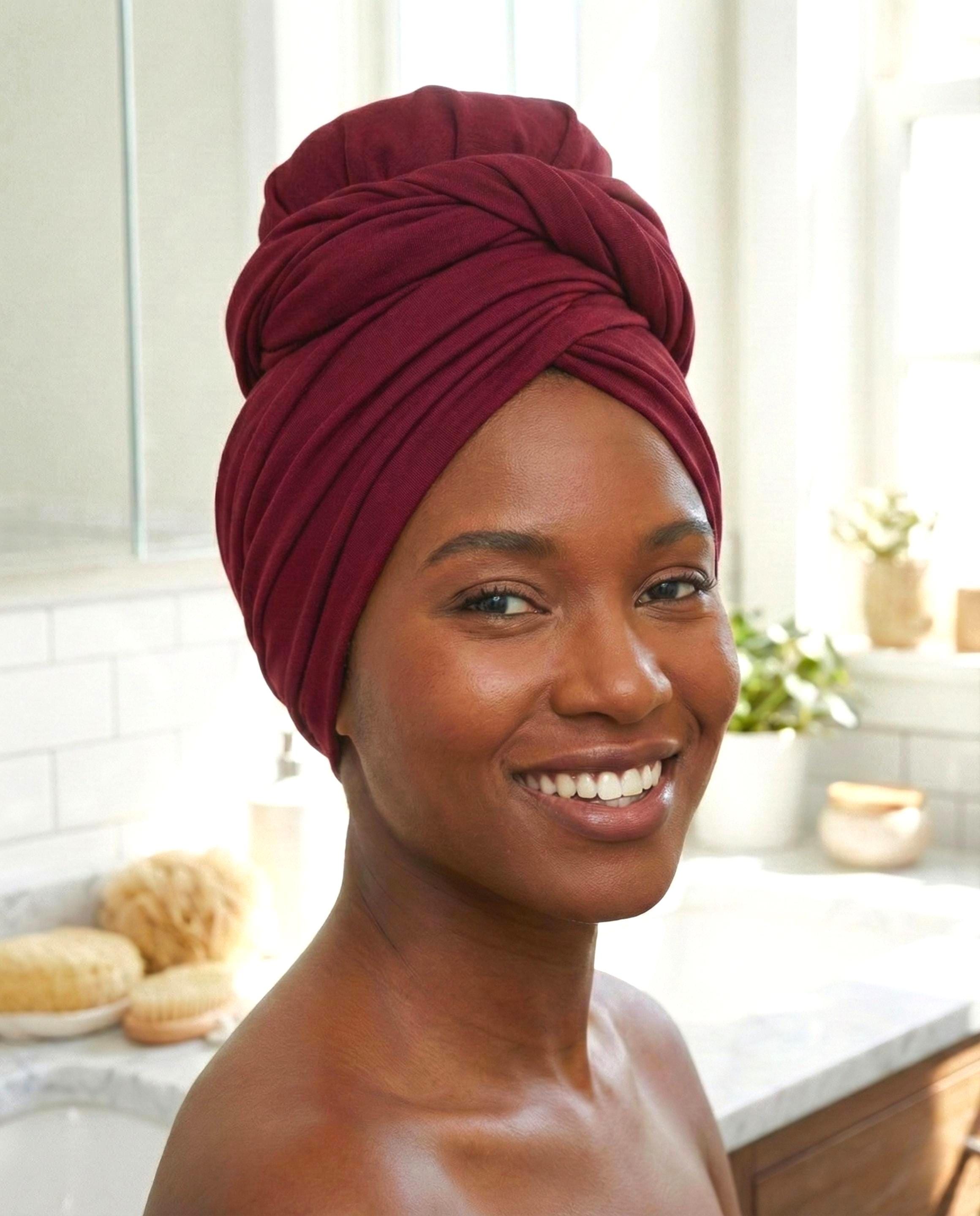 Burgundy Jersey Hijab, Claret Red Twist Turban Headscarf, Breathable Viscose Lycra Headwrap