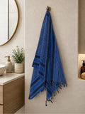 Blue Turkish Peshtemal Sauna Towel, Handwoven Lightweigt Bath Towel, Hammam, Spa Wellness Day Gift