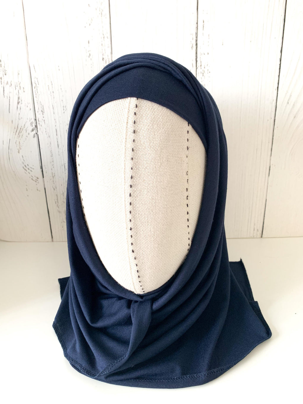 Navy Blue Jersey Hijab: Soft, Non-slip Turban Headscarf for Daily Wear