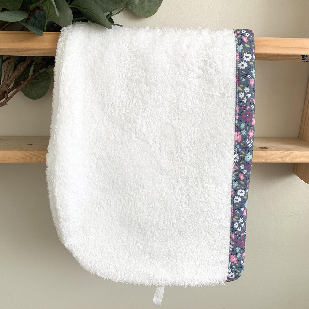 Turkish Cotton Hair Towel Wrap, Quick Drying Turban, Floral Trim Head Towel