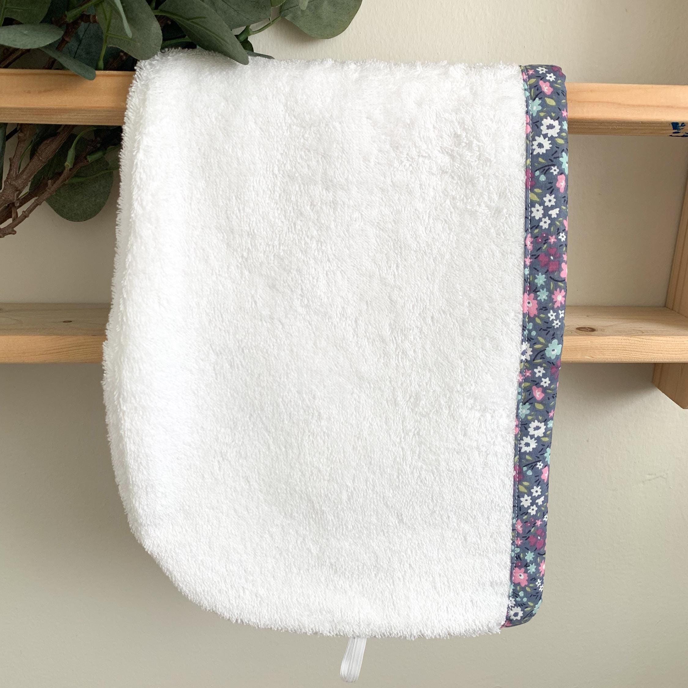 Turkish Cotton Hair Towel Wrap, Quick Drying Turban, Floral Trim Head Towel