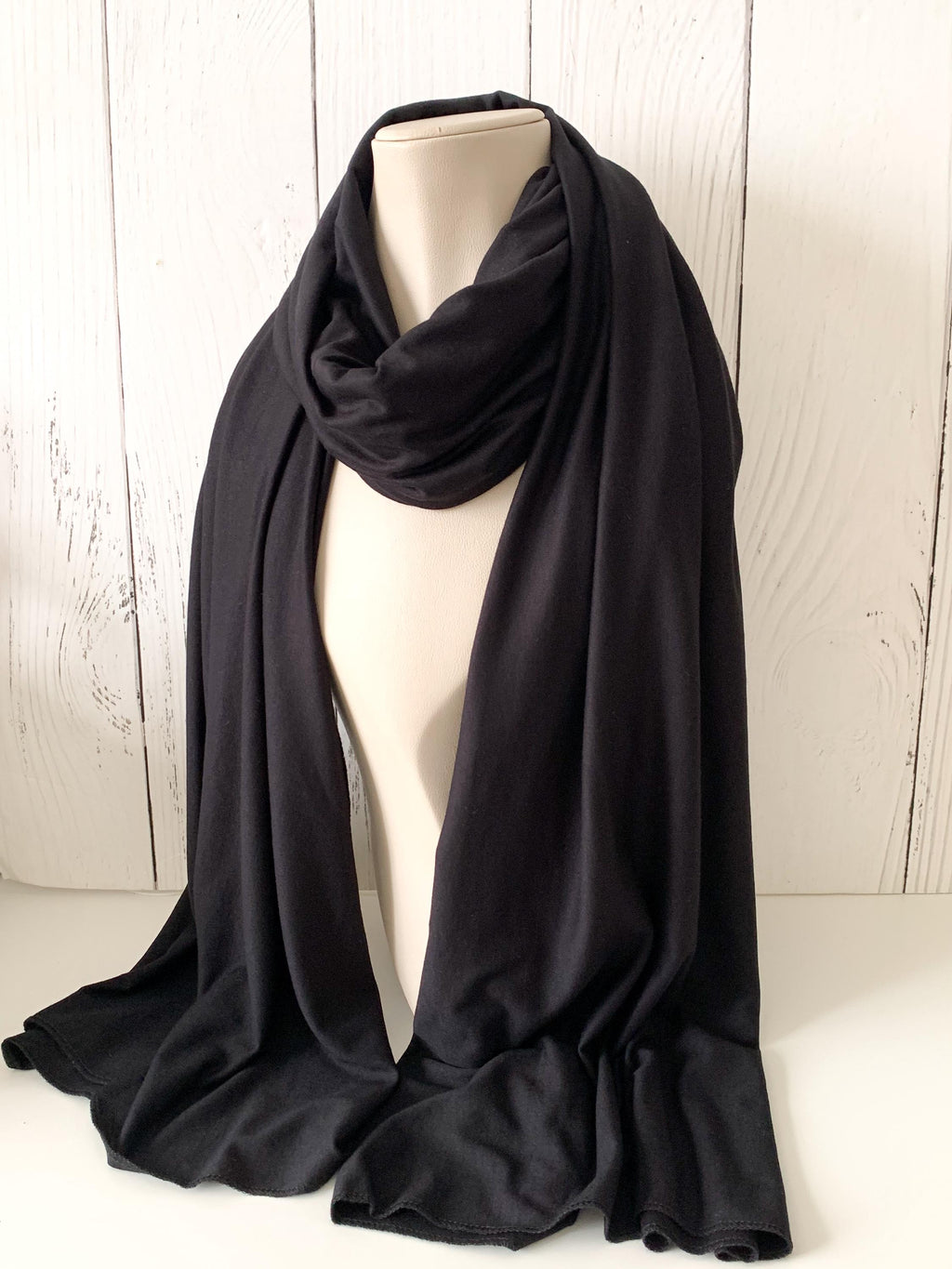 Black Jersey Turban Head Wrap, Soft Black Hijab, Neck Scarfs