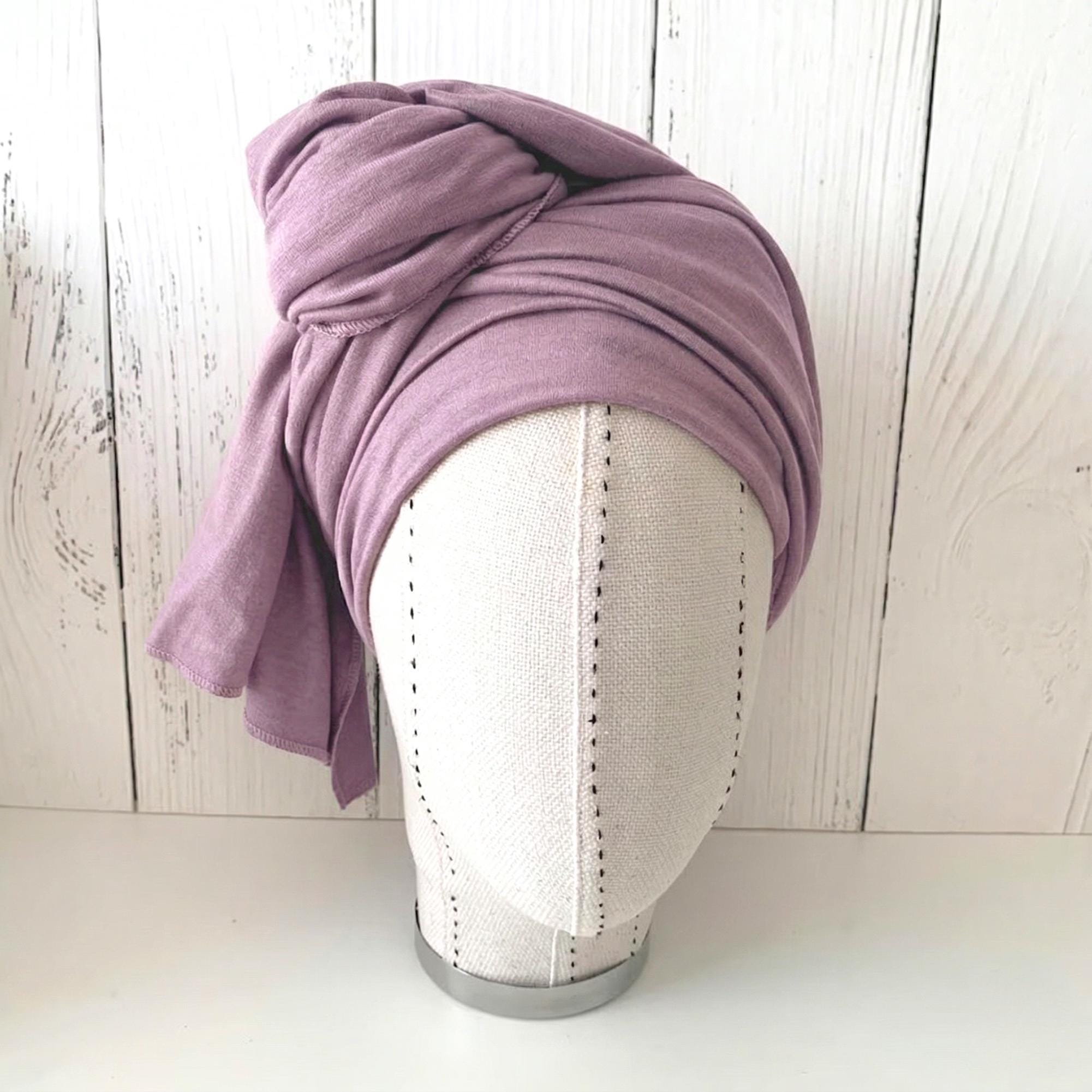 Lilac Jersey Hijab, Stretch Long Turban Scarf Shawl - Soft Stretchy Head Wrap for Women, Multi-Color Options