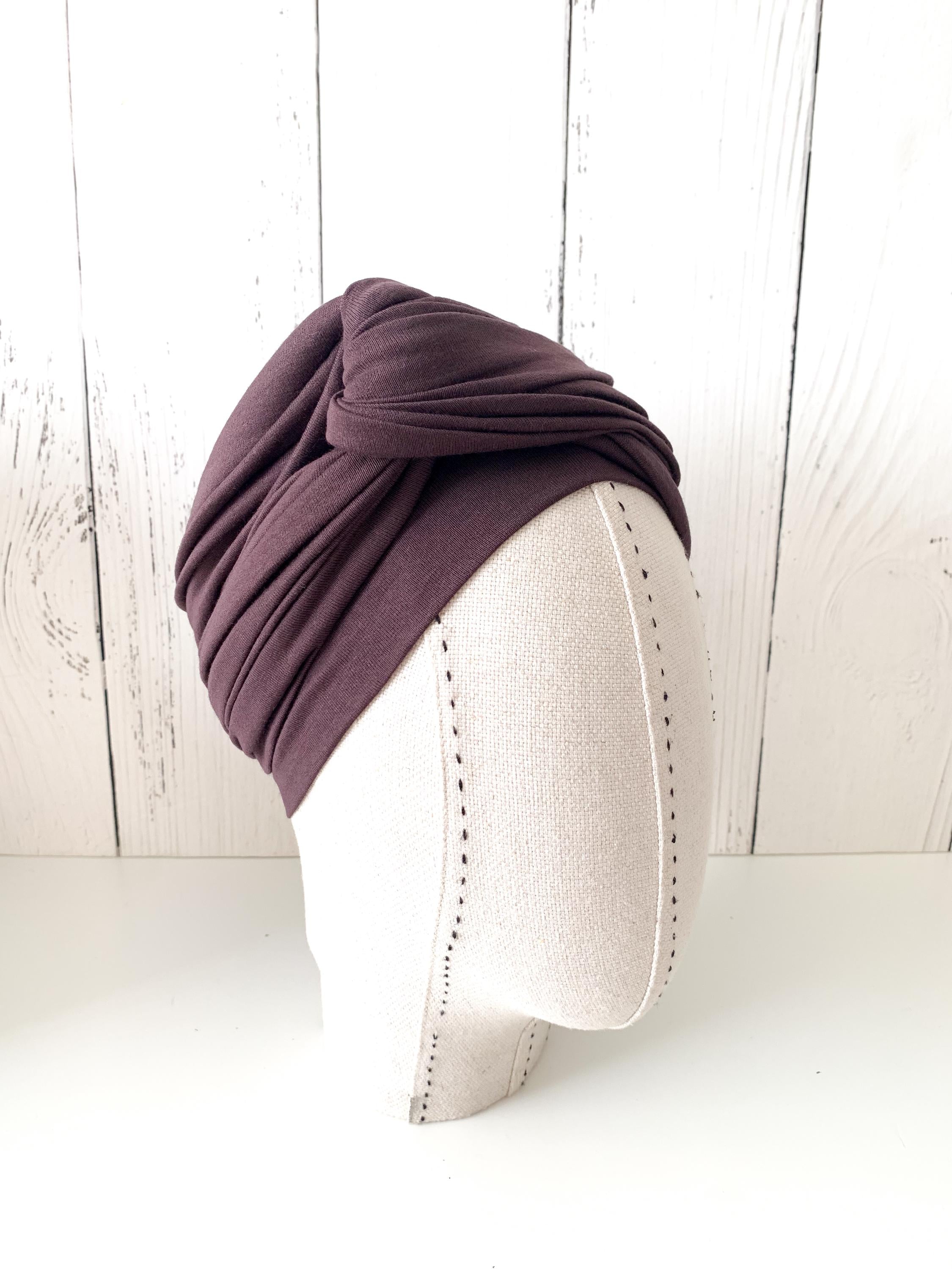 Brown Jersey Women Turban HeadWrap, Women's Neck Scarf, Dark Brown Hijab Shawl