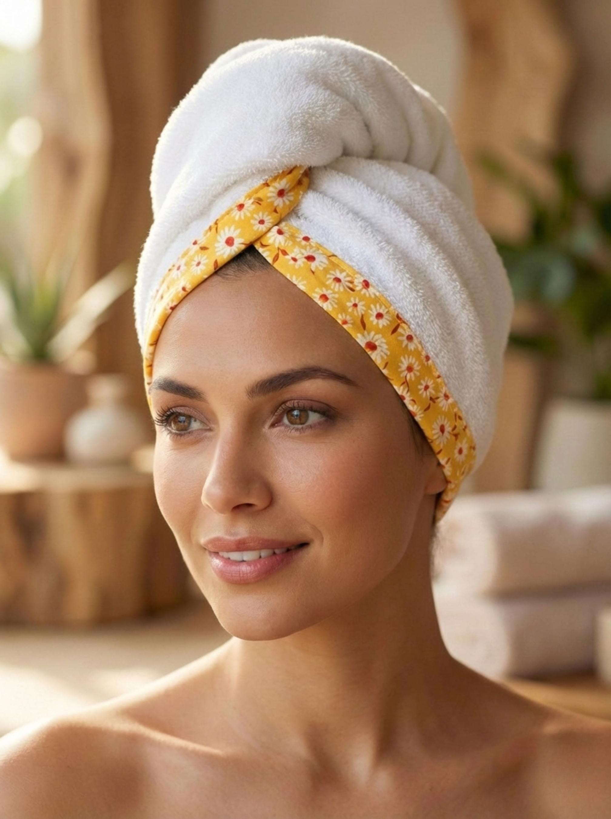 Twist Hair Towel Turban, Terry Towel Cotton Hair Wrap, Quick Dry Head Towel Absorbent Head Towel, Self Care or Bridesmaid Gift