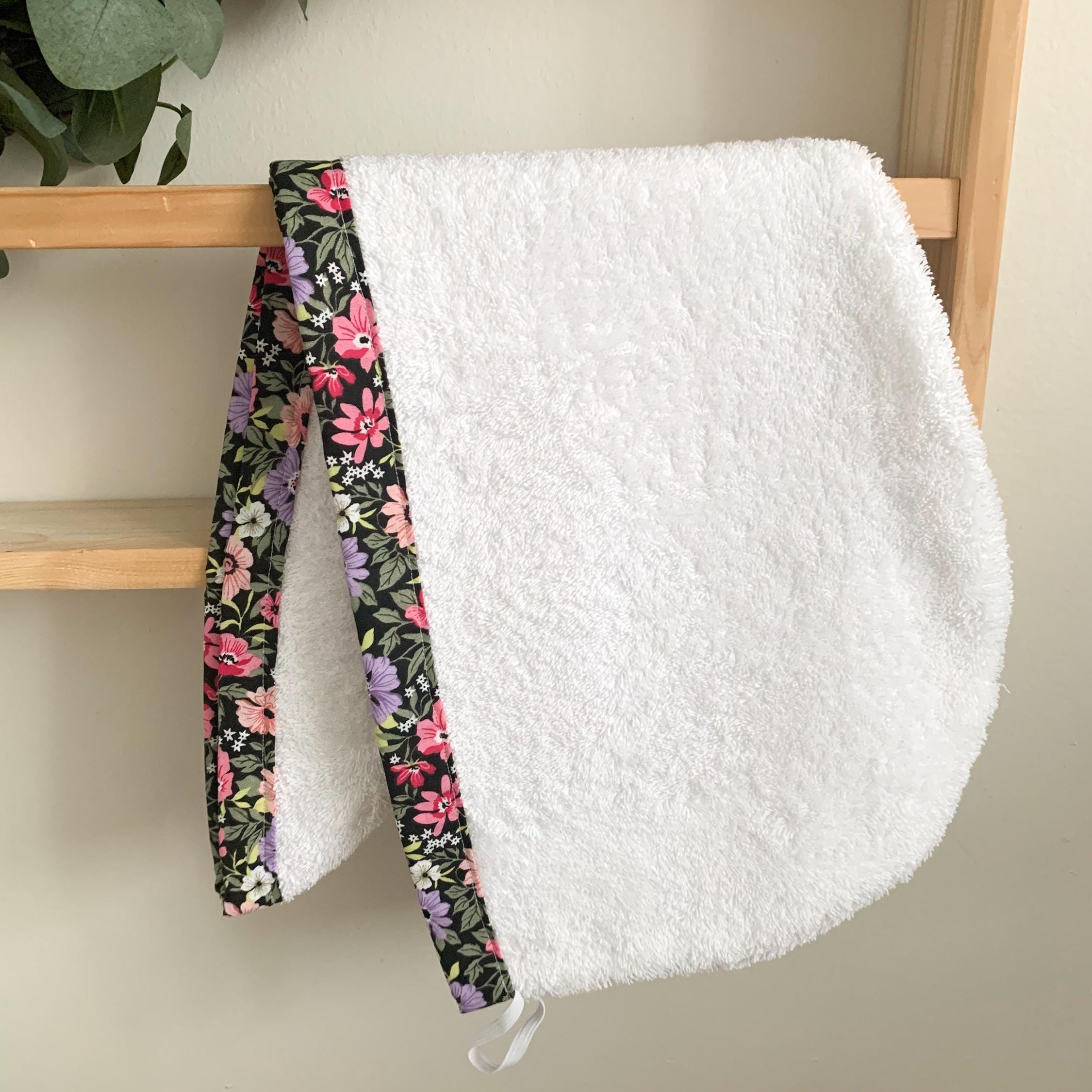 Floral Terry Hair Towel Wrap, Absorbent Cotton Twist Towel Turban