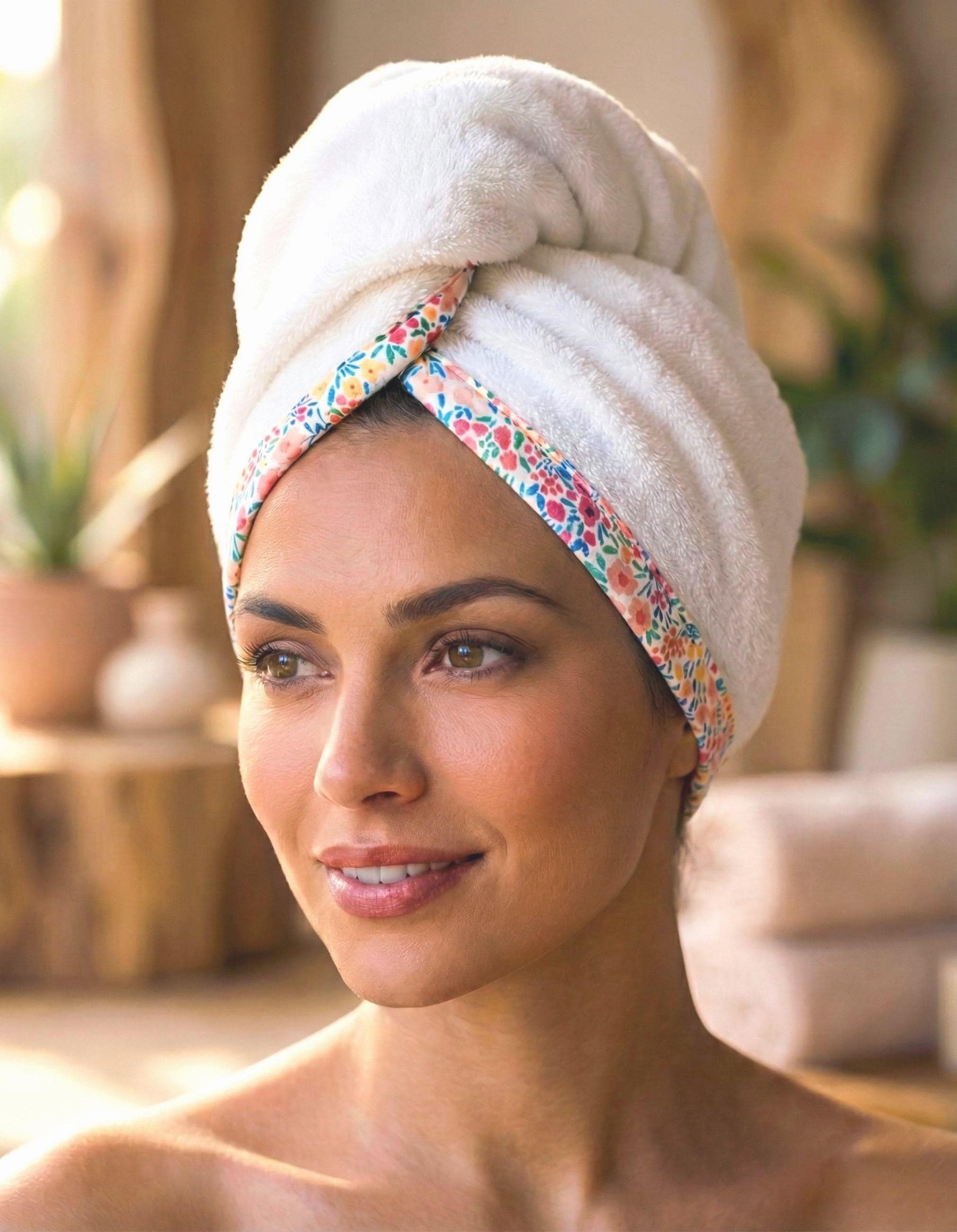 Hair Towel Wrap Quick Dry Turkish Cotton Towel Turban Super Absorbent for Hair Drying, Premium Self Care Gift for Her