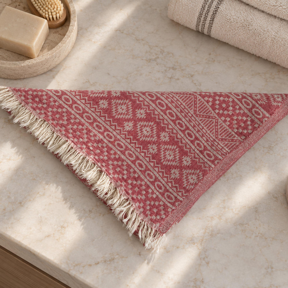 3-Layer Turkish Cotton Bath Towel, Muslin Double-Sided Hammam Peshtemall, Custom Name Print Spa Towel