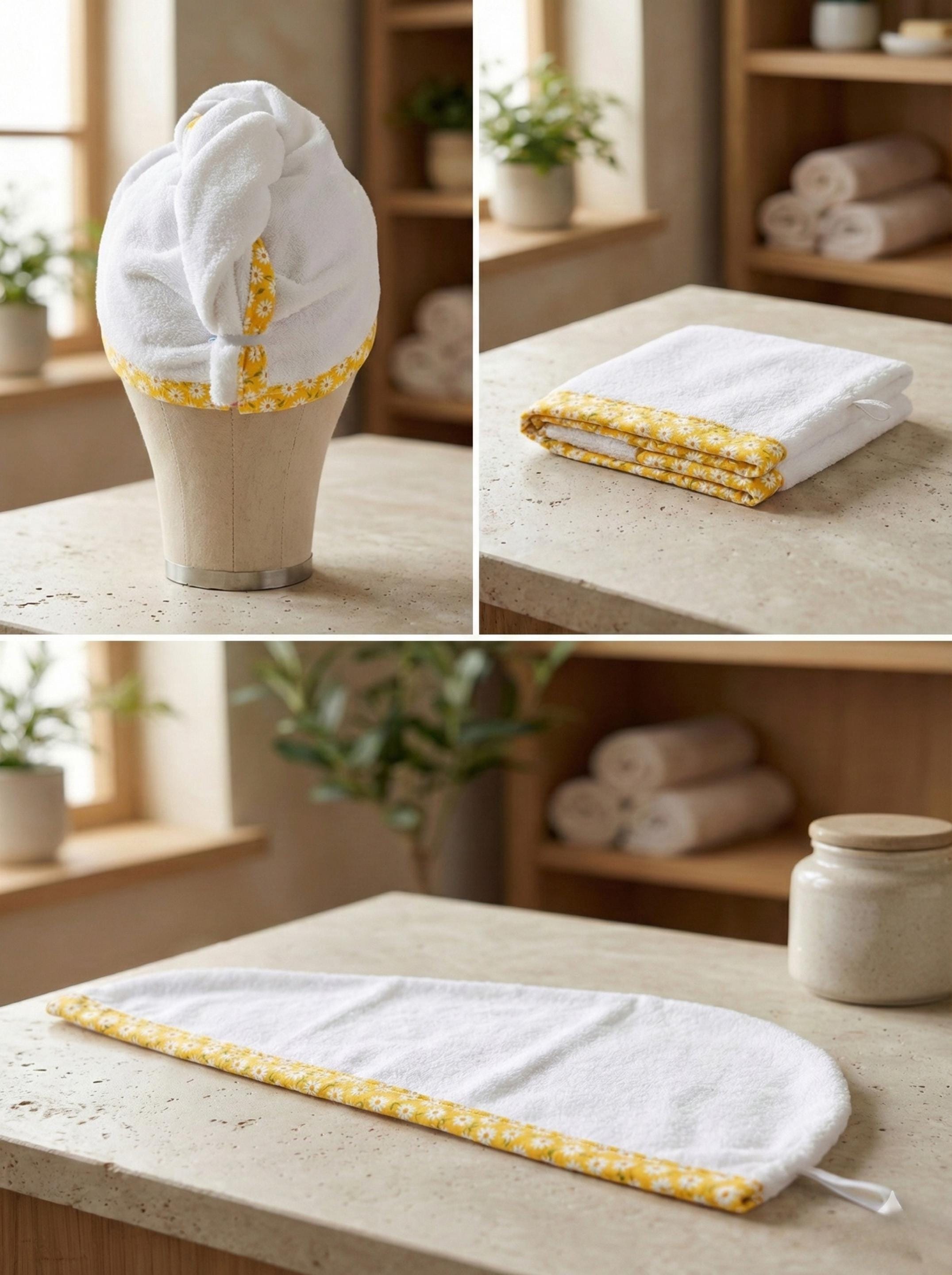 Twist Hair Towel Turban, Terry Towel Cotton Hair Wrap, Quick Dry Head Towel Absorbent Head Towel, Self Care or Bridesmaid Gift