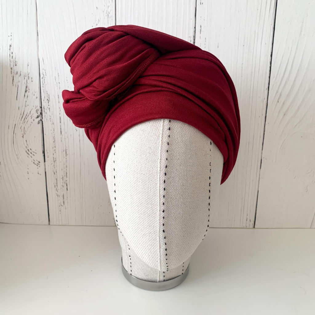 Burgundy African Headwrap for Women, Jersey Twist Turban Head Wrap, Soft Women Neck Scarf, Islamic Burgundy Hijab