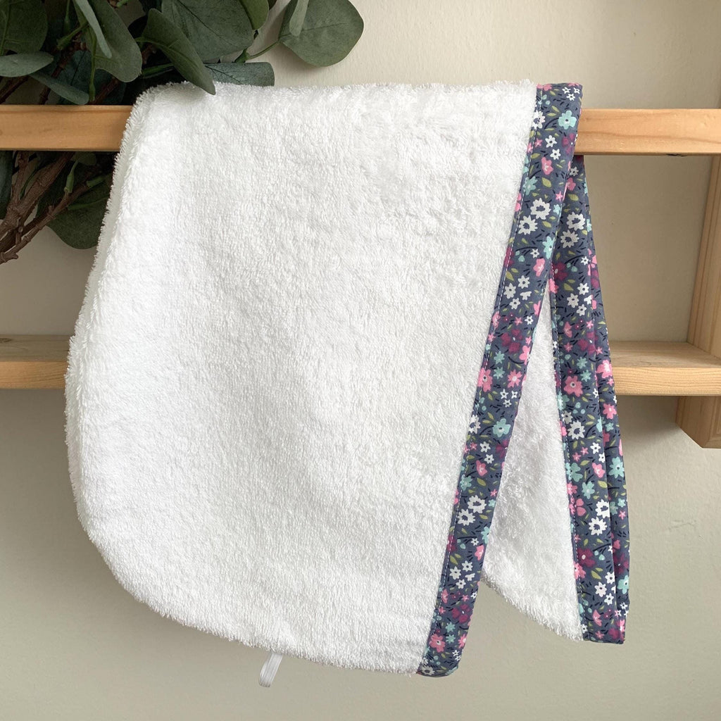 Turkish Cotton Hair Towel Wrap, Quick Drying Turban, Floral Trim Head Towel