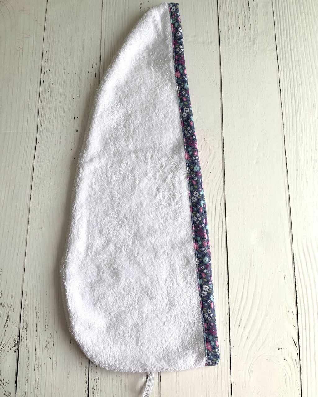 Turkish Cotton Hair Towel Wrap, Quick Drying Turban, Floral Trim Head Towel