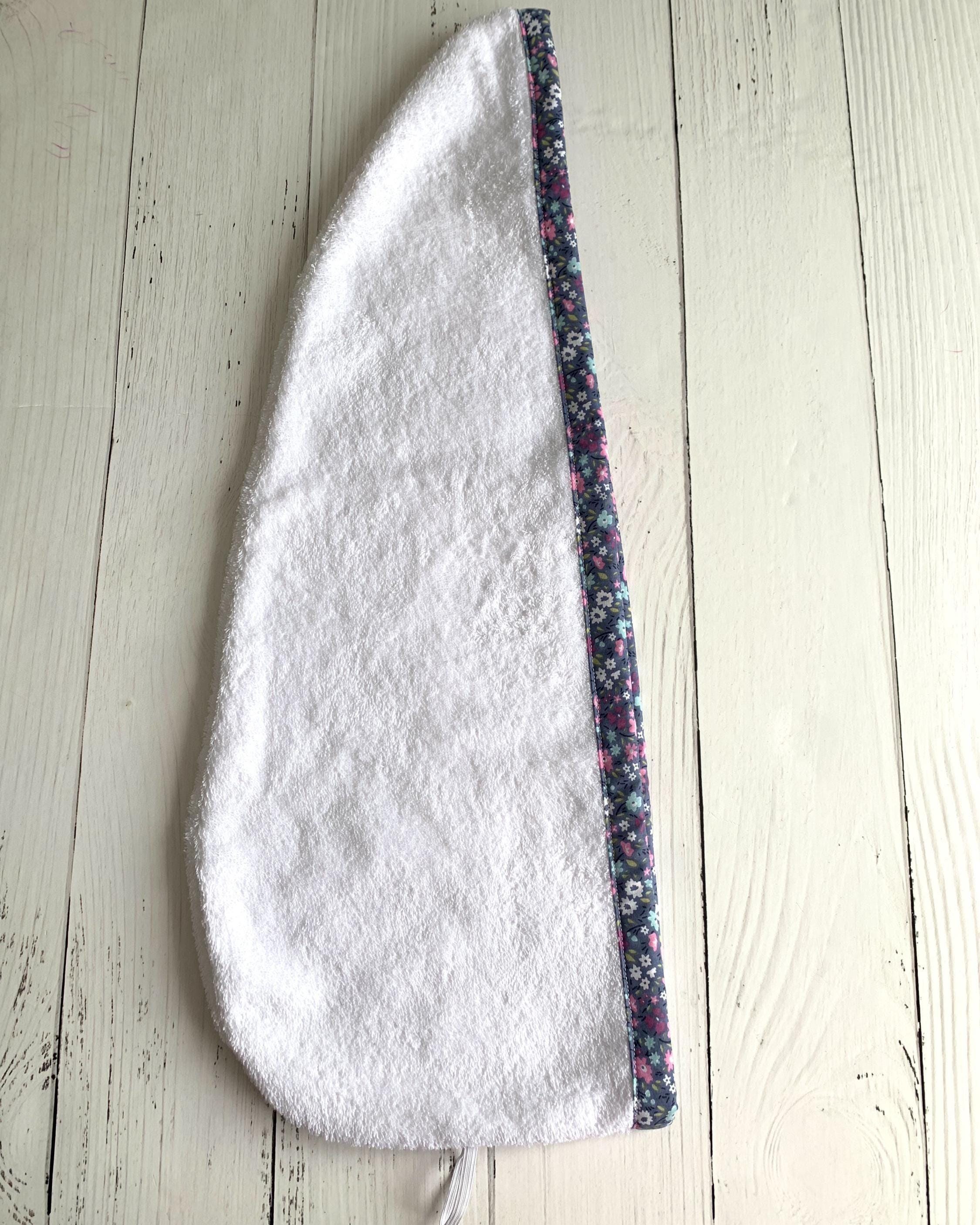 Turkish Cotton Hair Towel Wrap, Quick Drying Turban, Floral Trim Head Towel