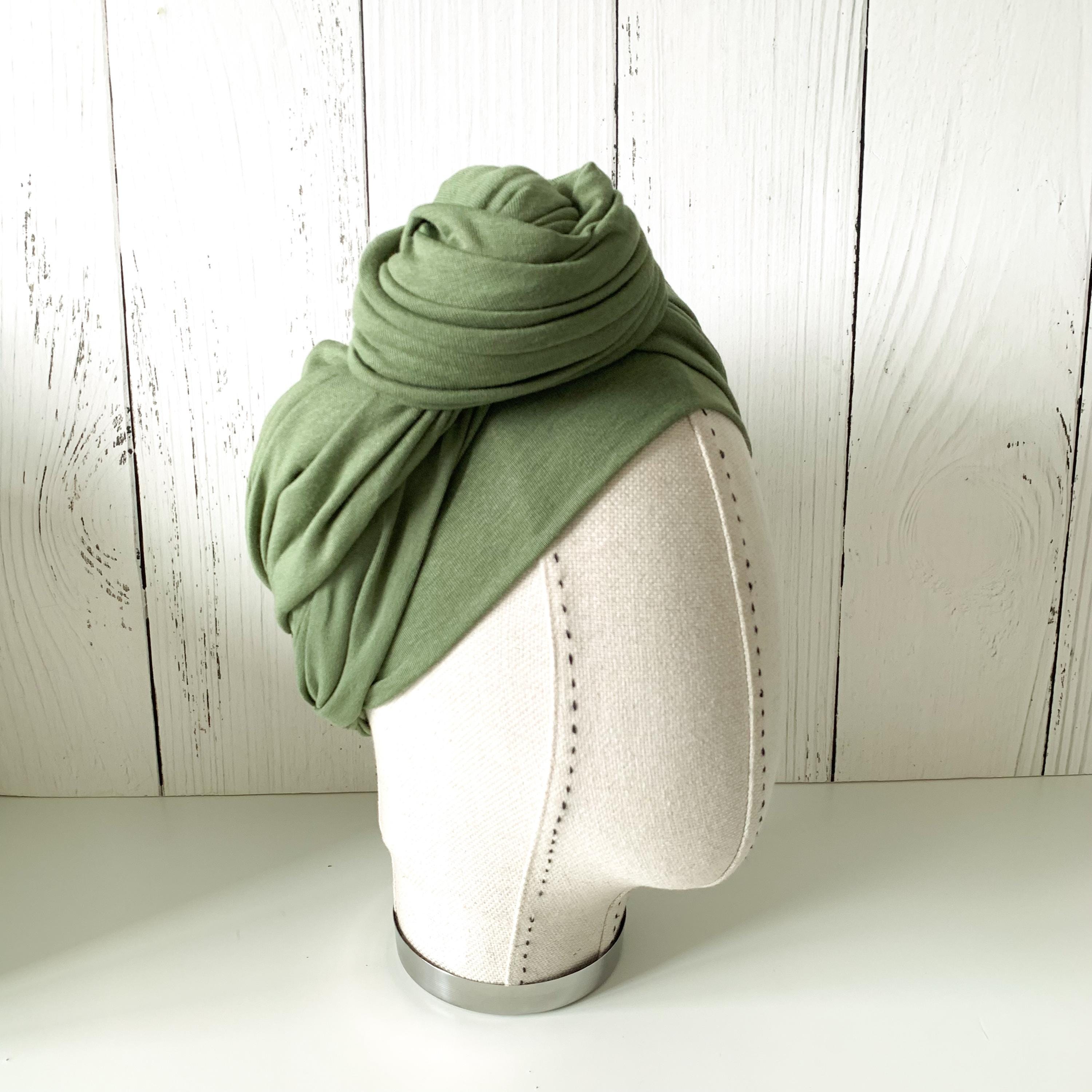 Olive Green Woman Head Wrap Wire Turban, Jersey Twist Turban HeadWrap for Women, Chemo Head Wear, Alopecia Headwear