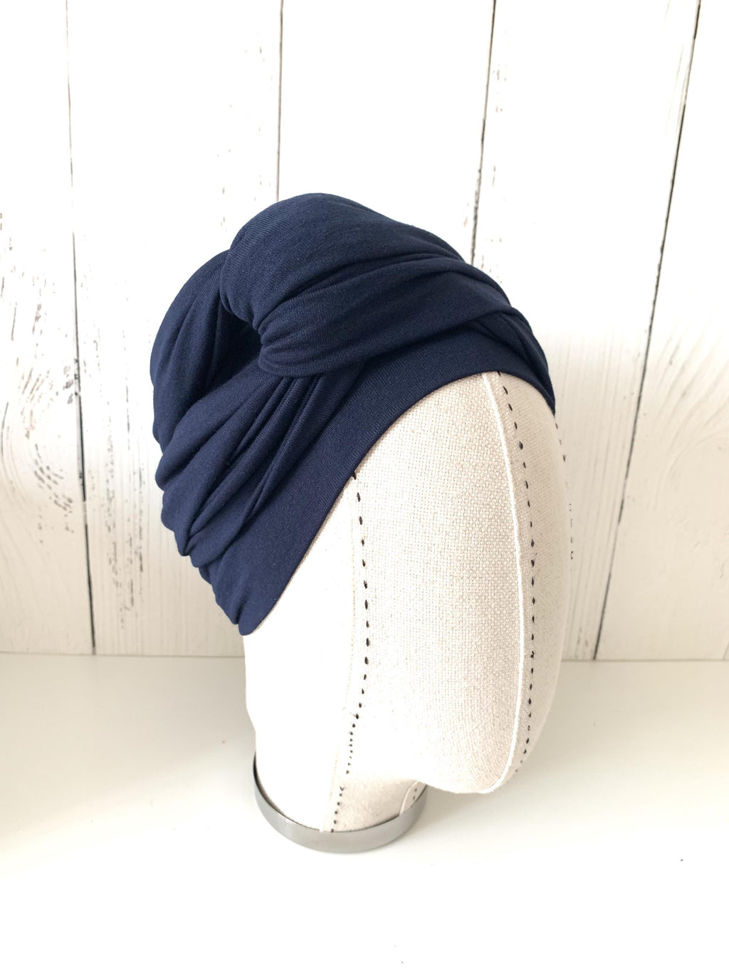 Navy Blue Jersey Hijab: Soft, Non-slip Turban Headscarf for Daily Wear