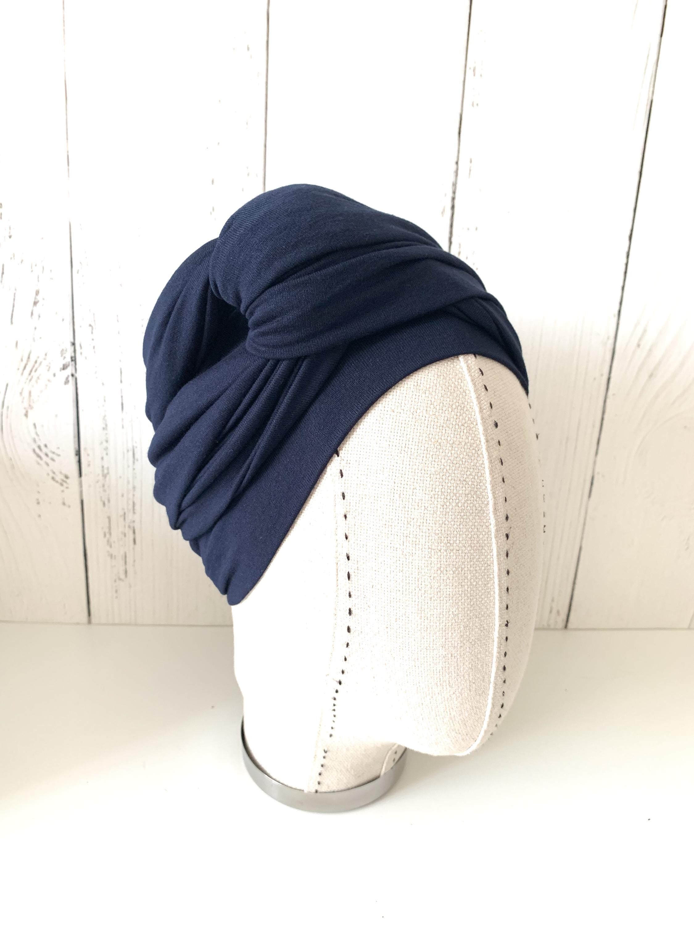 Navy Blue Jersey Hijab: Soft, Non-slip Turban Headscarf for Daily Wear
