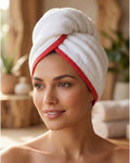 Turkish Cotton Red Hair Towel Wrap, Quick Dry Absorbent Turban