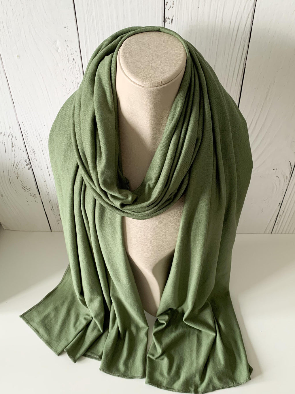 Green Jersey Hijab: Viscose Blend, Stretch Head Wrap